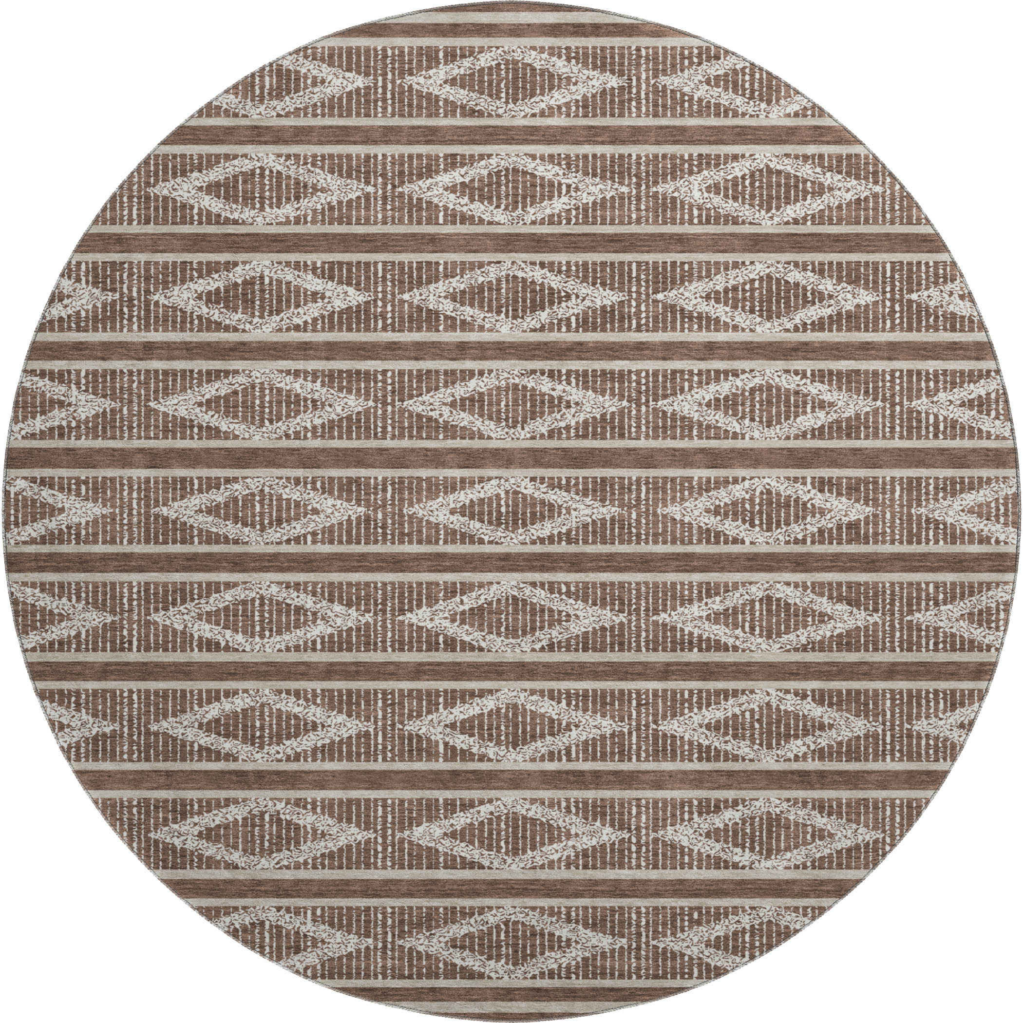 Athens Machine Washable Transitional Brown Rug 8' x 8' #shape_Round