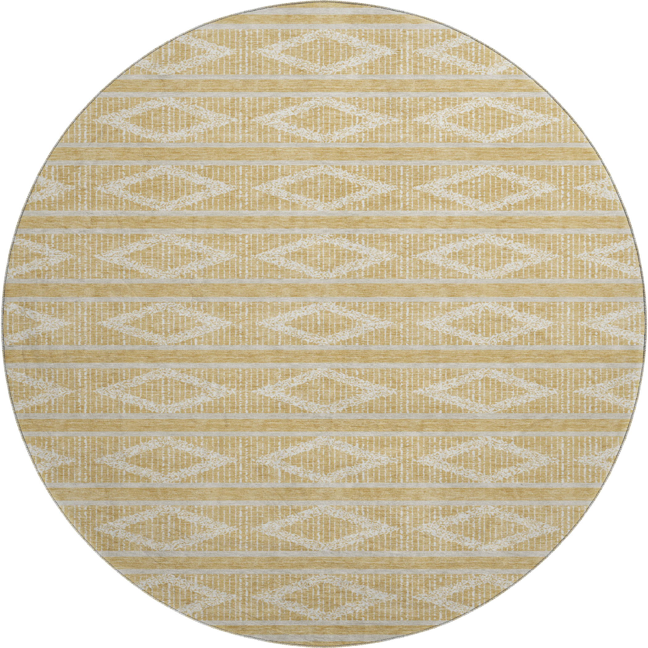 Athens Machine Washable Transitional Gold Rug 8' x 8' #shape_Round