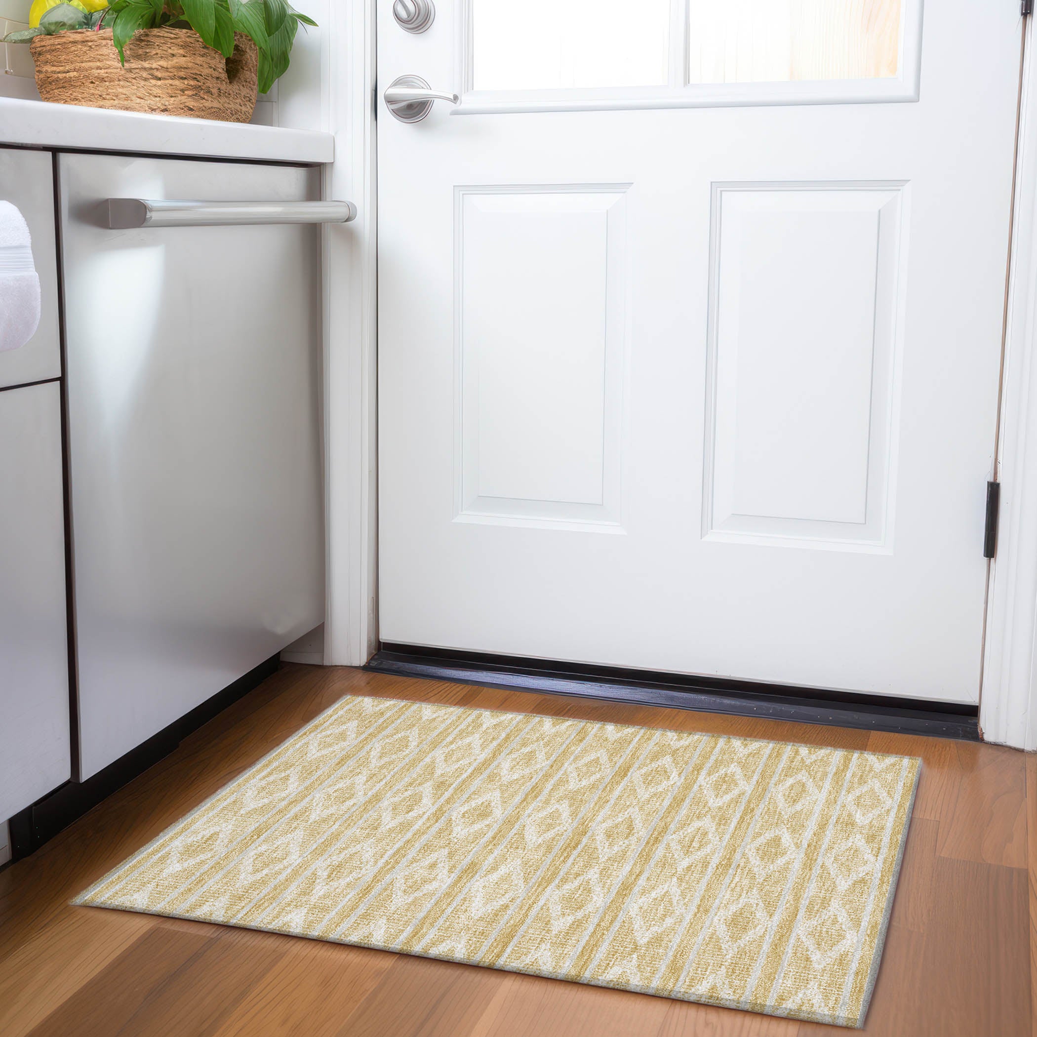 Athens Machine Washable Transitional Gold Rug 1'8" x 2'6" #shape_Rectangle
