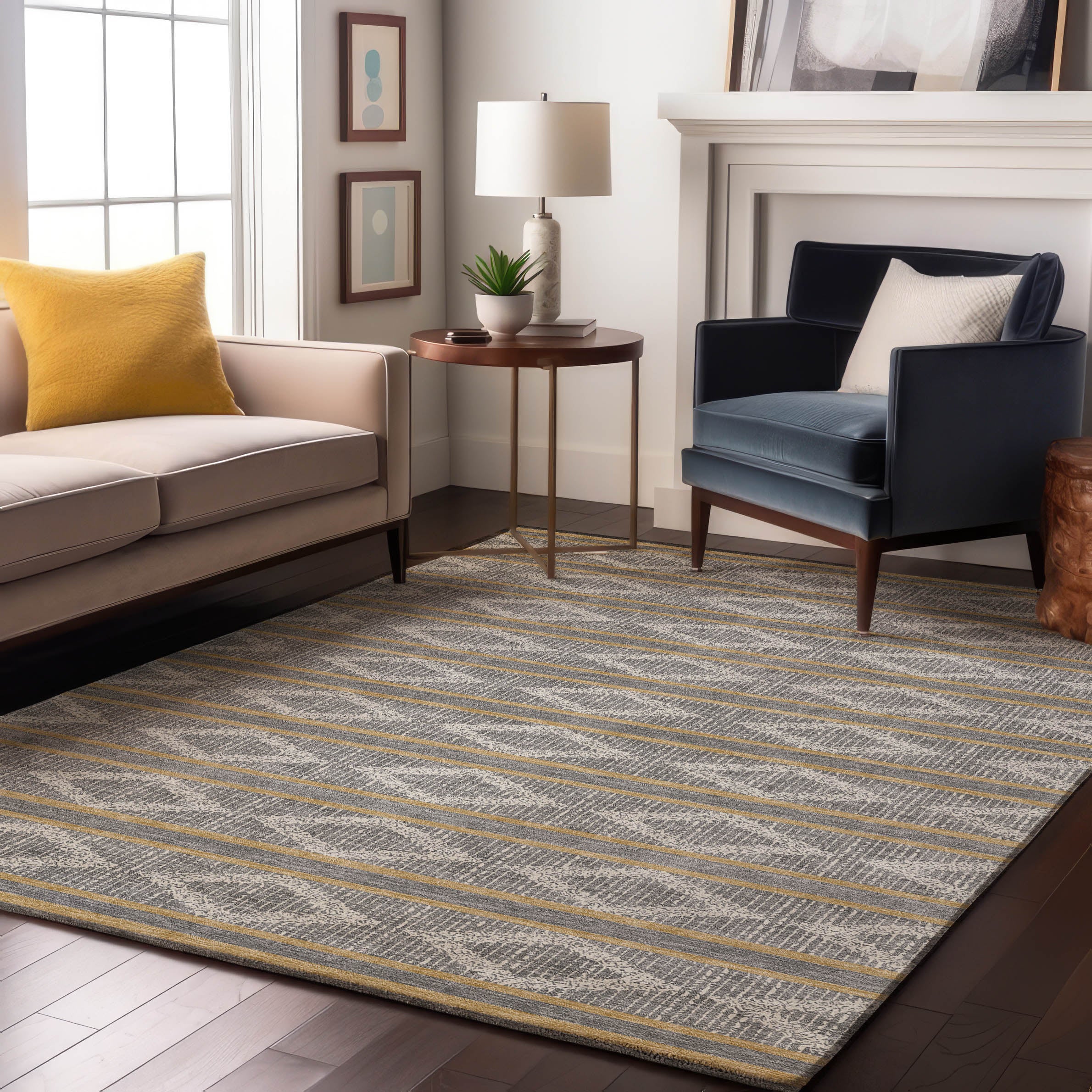 Athens Machine Washable Transitional Gray Rug 2'6" x 3'10" #shape_Rectangle