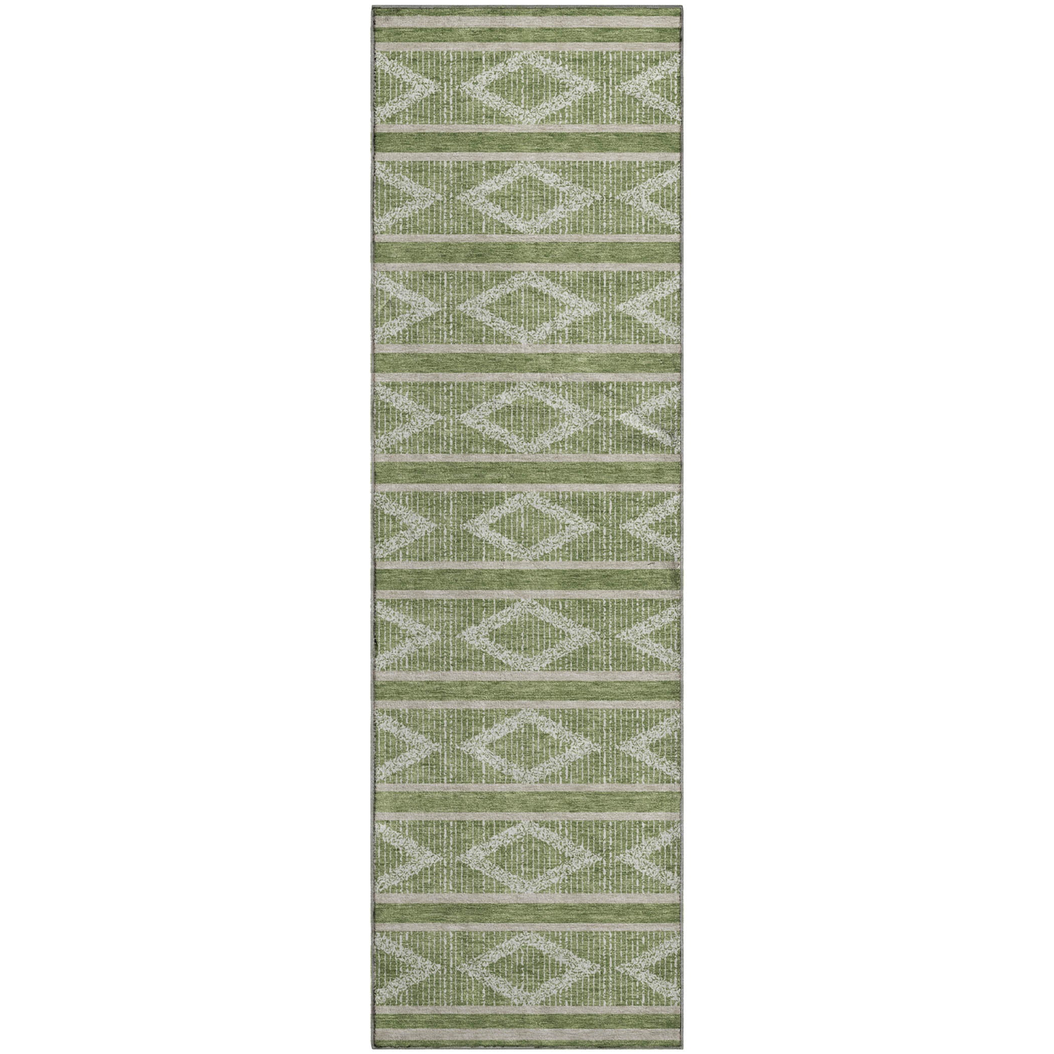 Athens Machine Washable Transitional Green Rug 2'3" x 7'6" #shape_Runner
