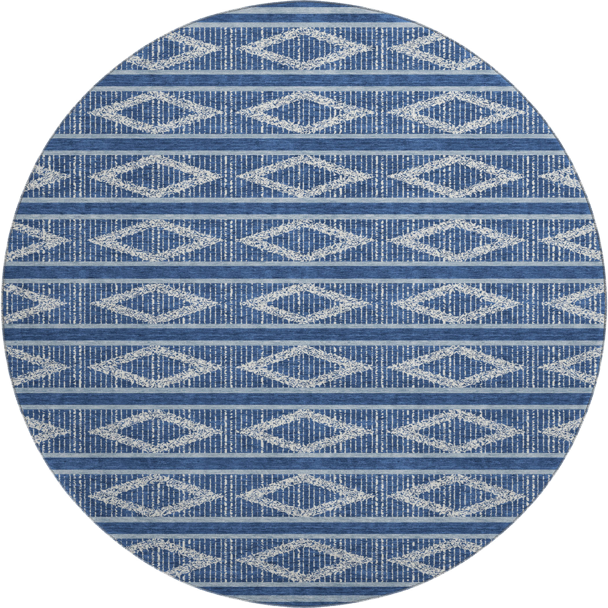 Athens Machine Washable Transitional Navy Blue Rug 8' x 8' #shape_Round