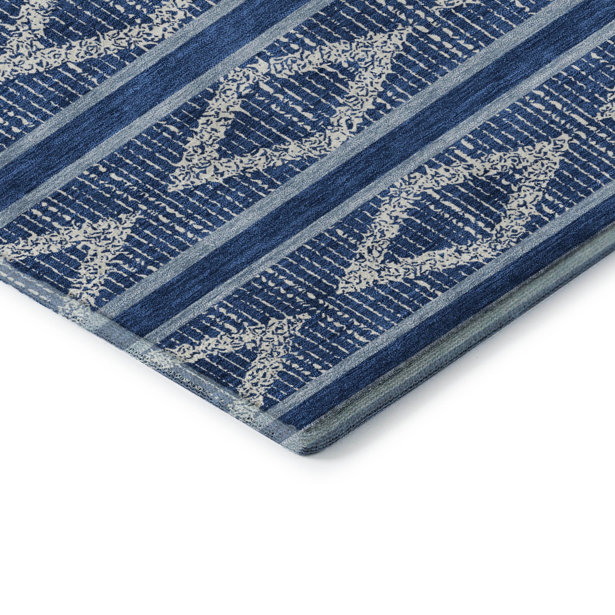 Athens Machine Washable Transitional Navy Blue Rug 1'8" x 2'6" #shape_Rectangle