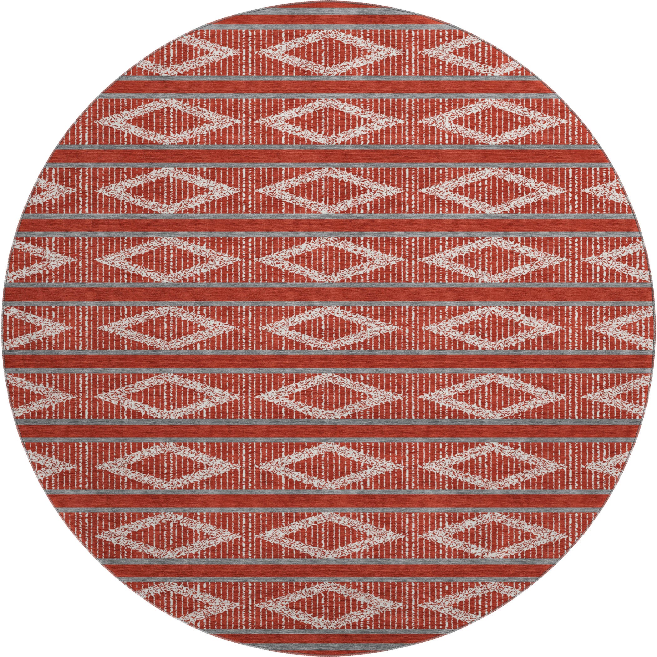 Athens Machine Washable Transitional Red Rug 8' x 8' #shape_Round