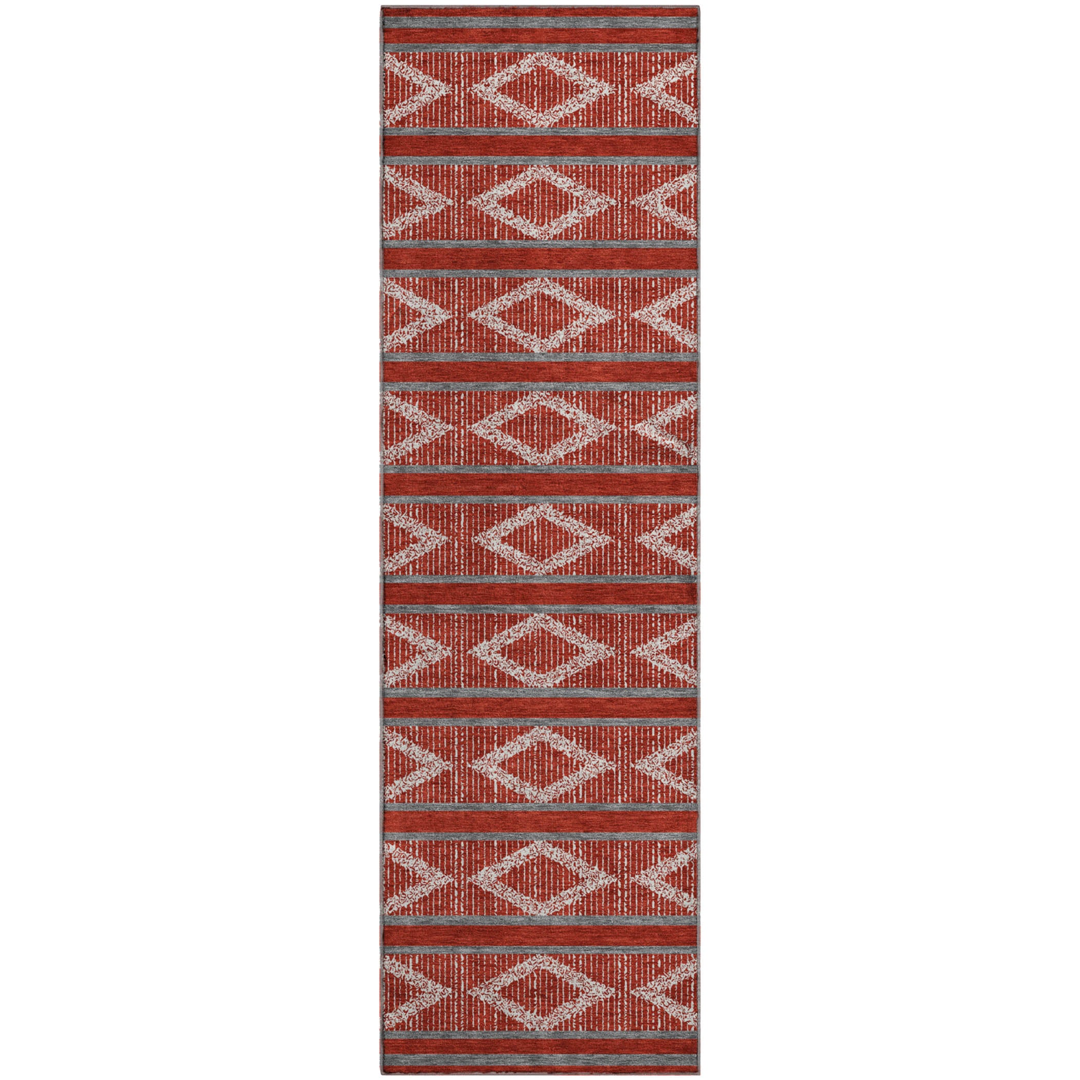 Athens Machine Washable Transitional Red Rug 2'3" x 7'6" #shape_Runner