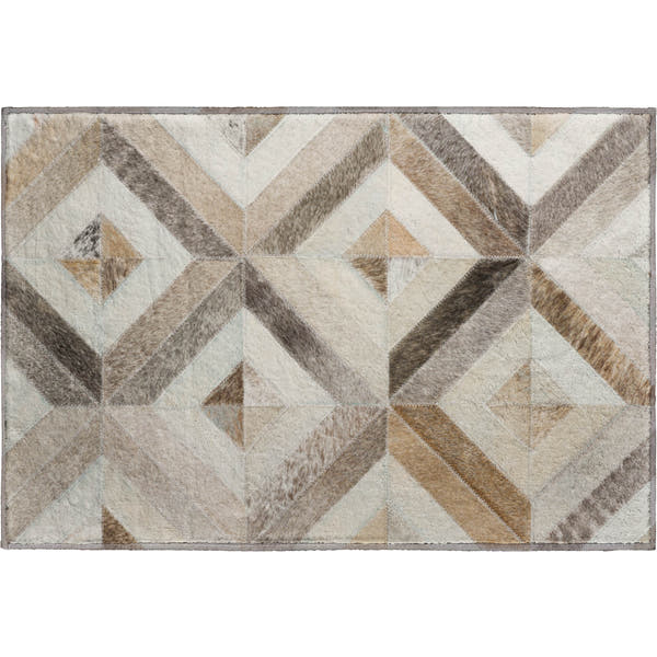 Split Machine Washable Cowhide Gray Rug 1'8" x 2'6"