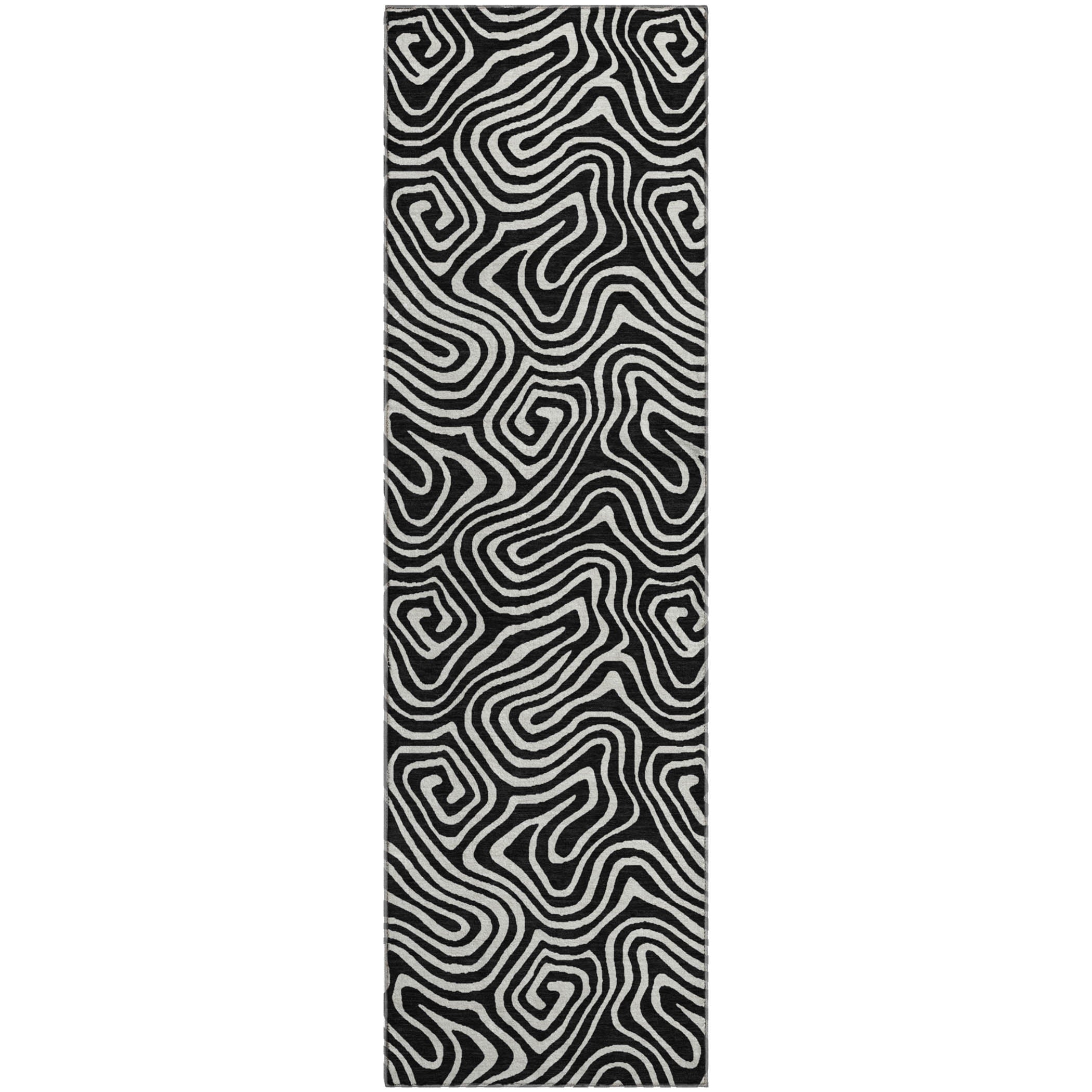 Havana Machine Washable Transitional Black Rug 2'3" x 7'6" #shape_Runner