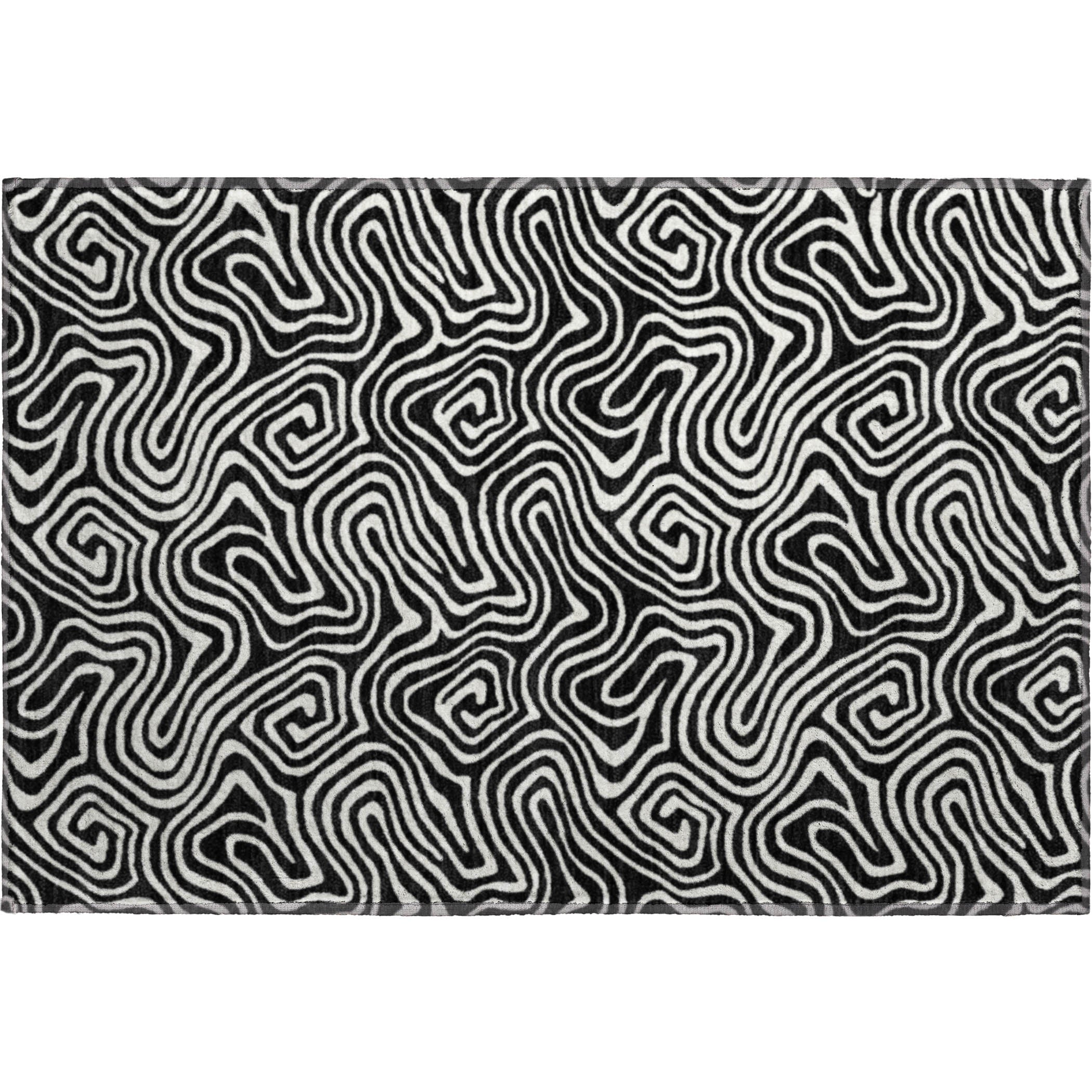Havana Machine Washable Transitional Black Rug 1'8" x 2'6" #shape_Rectangle