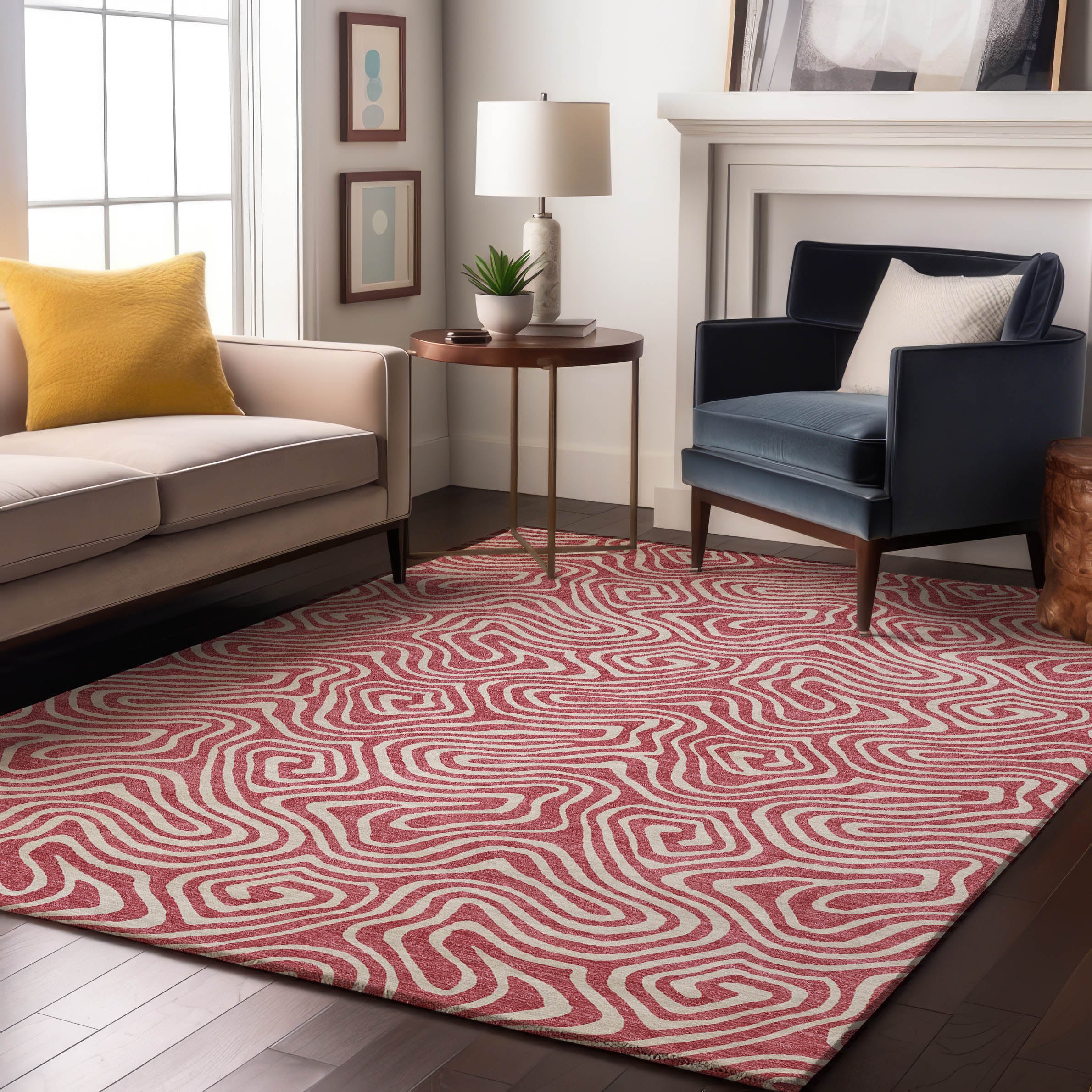 Havana Machine Washable Transitional Blush Pink Rug 2'6" x 3'10" #shape_Rectangle