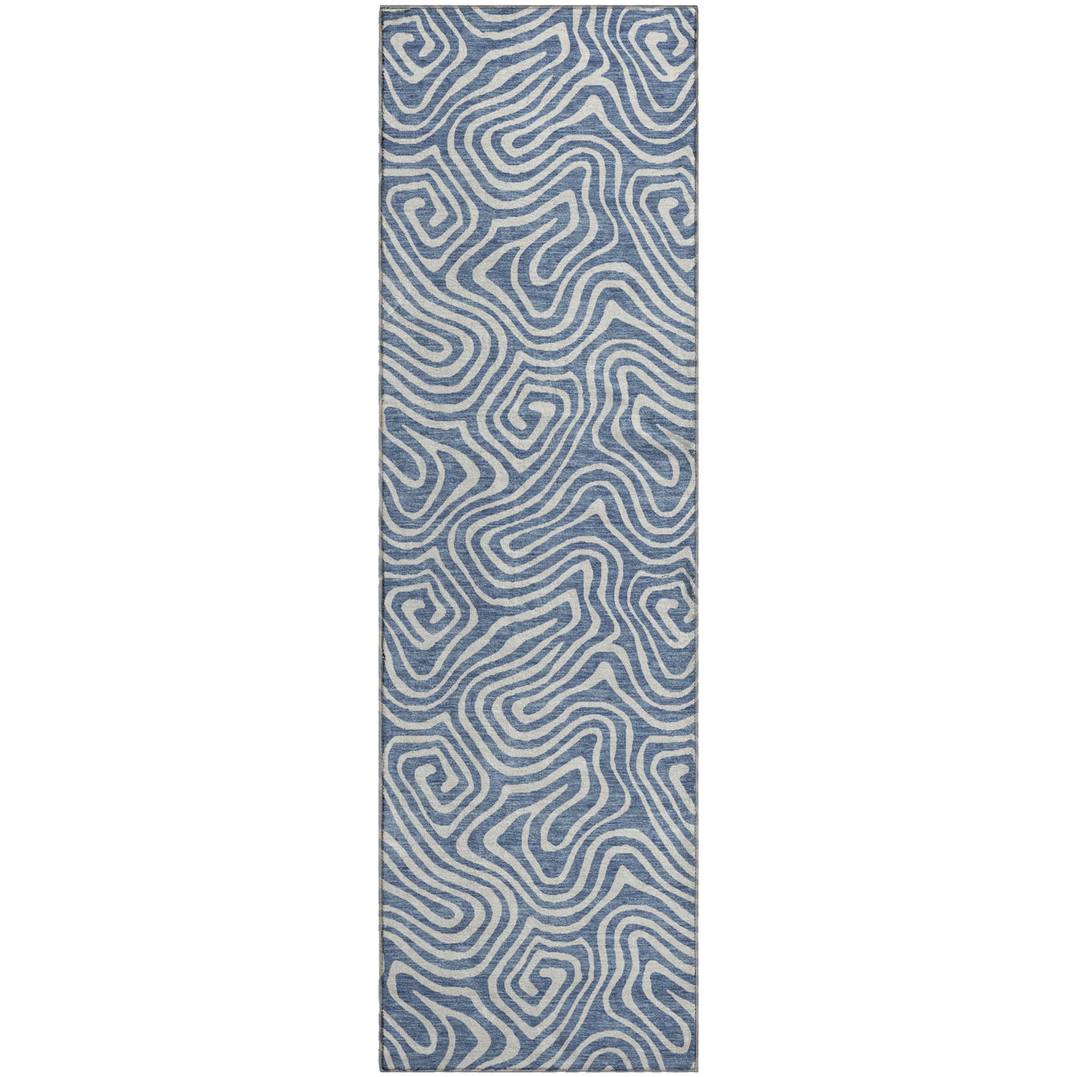 Havana Machine Washable Transitional Denim Blue Rug 2'3" x 7'6" #shape_Runner