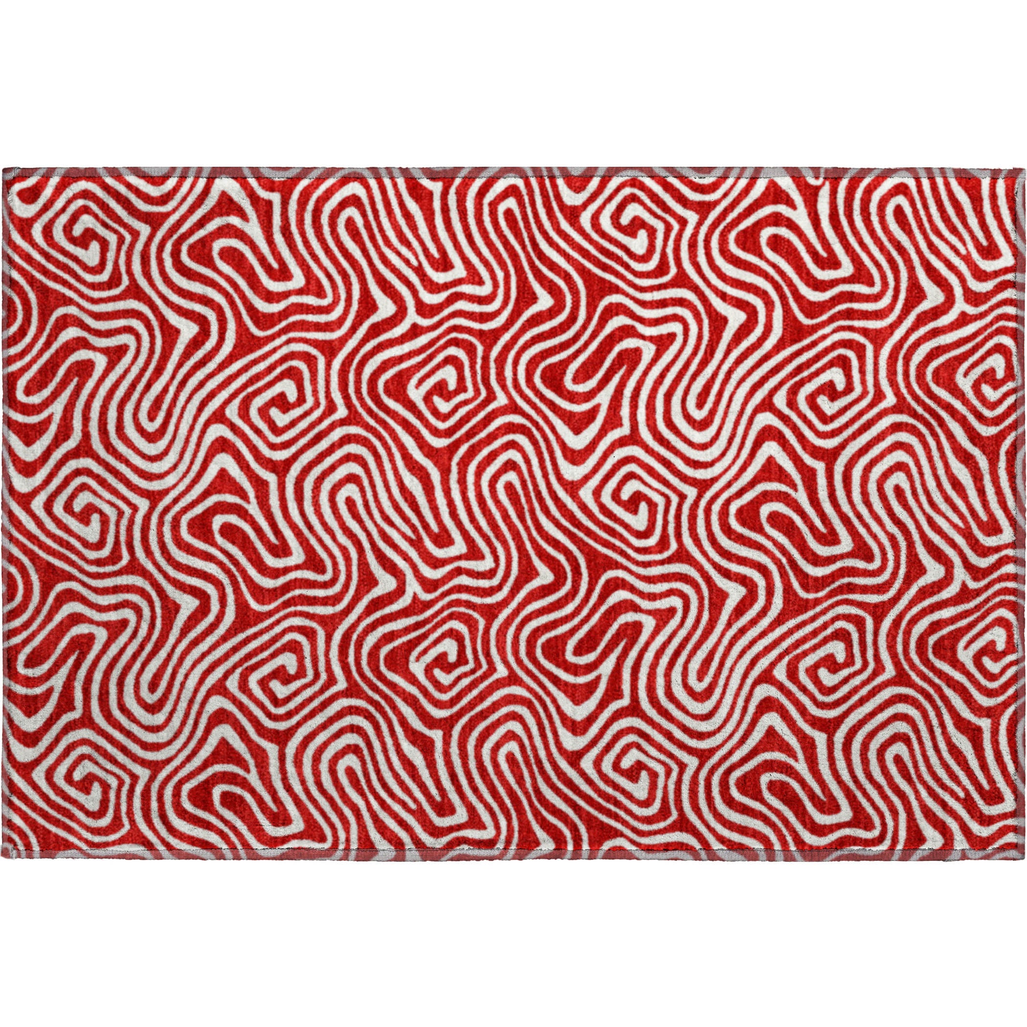 Havana Machine Washable Transitional Red Rug 1'8" x 2'6" #shape_Rectangle