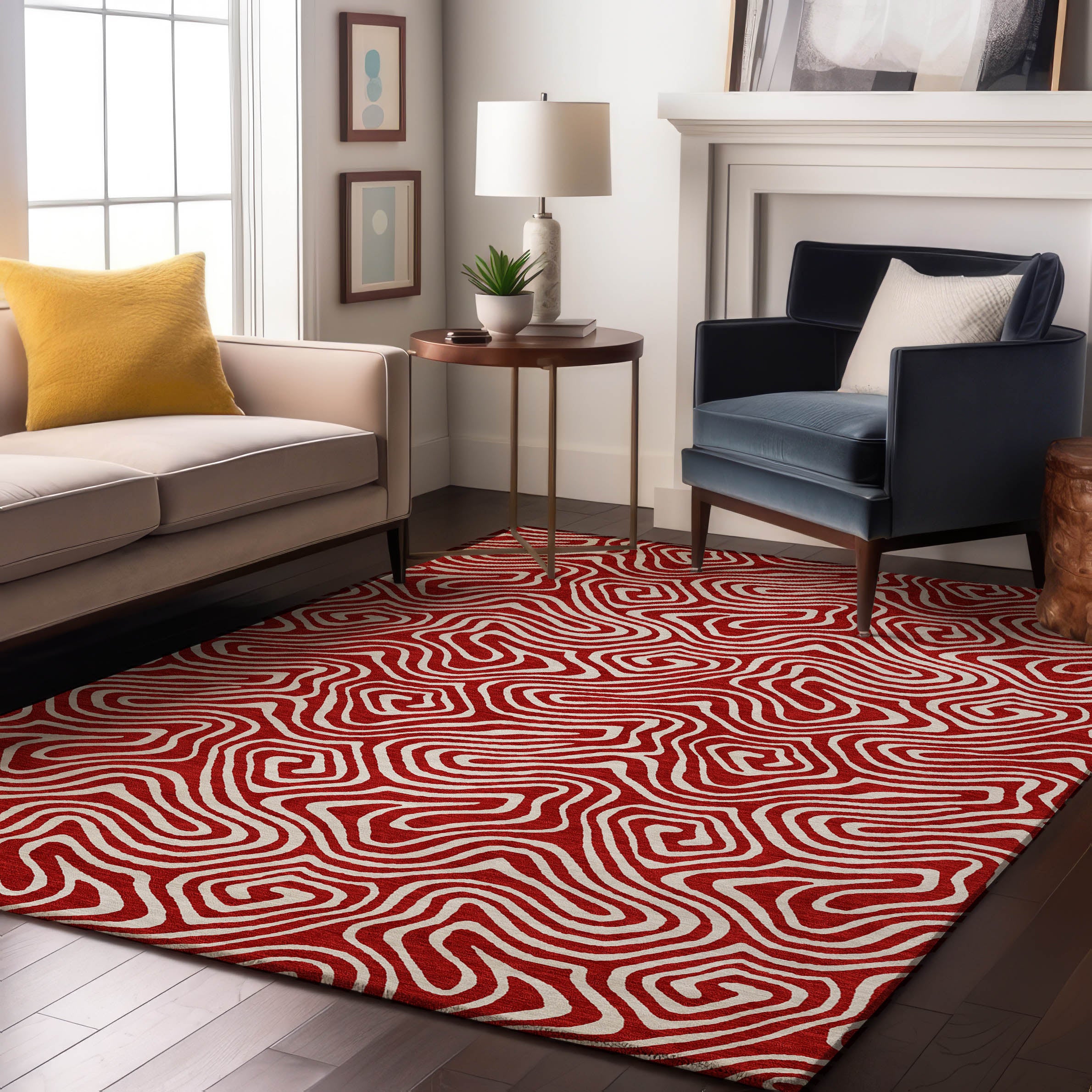 Havana Machine Washable Transitional Red Rug 2'6" x 3'10" #shape_Rectangle