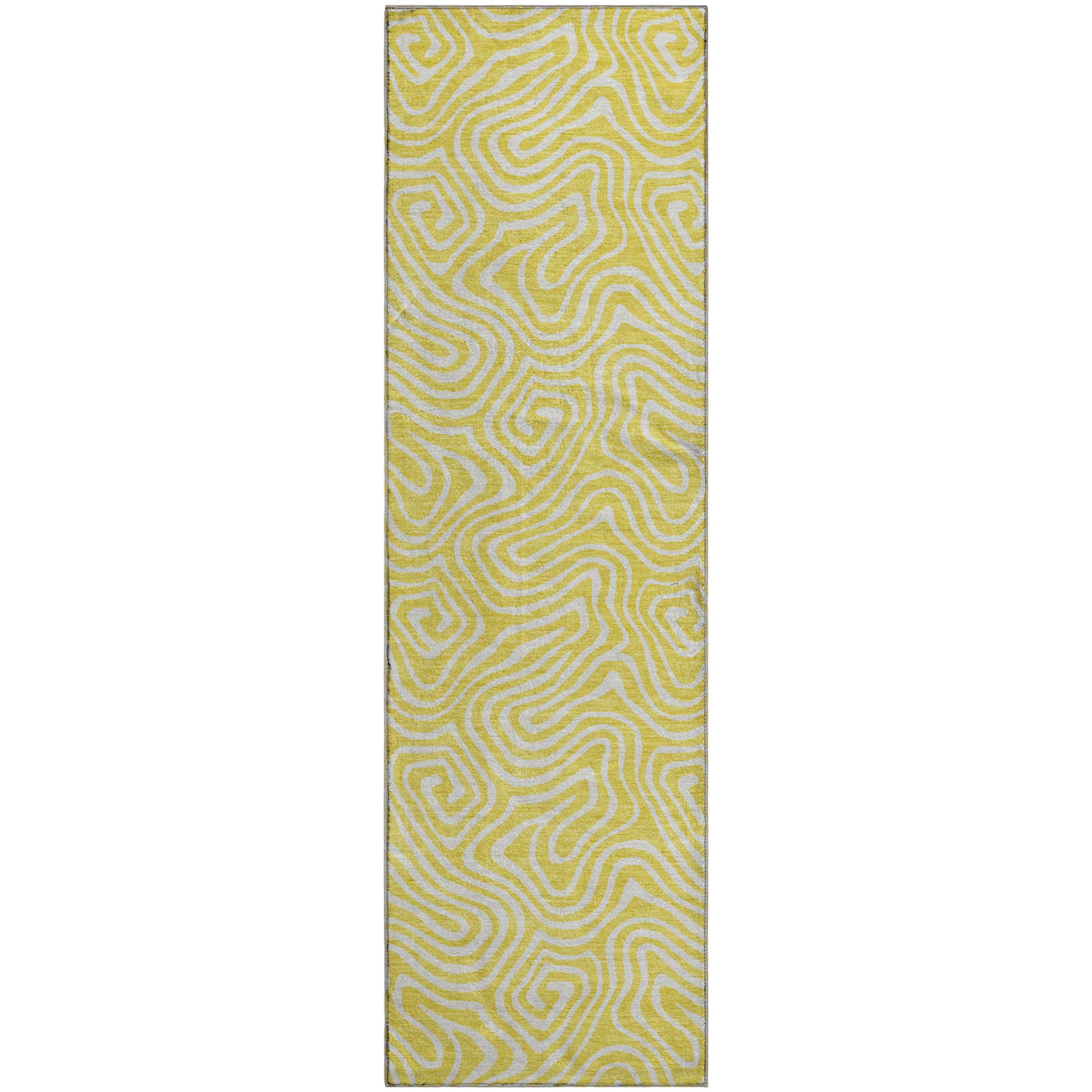 Havana Machine Washable Transitional Yellow Gold Rug 2'3" x 7'6" #shape_Runner