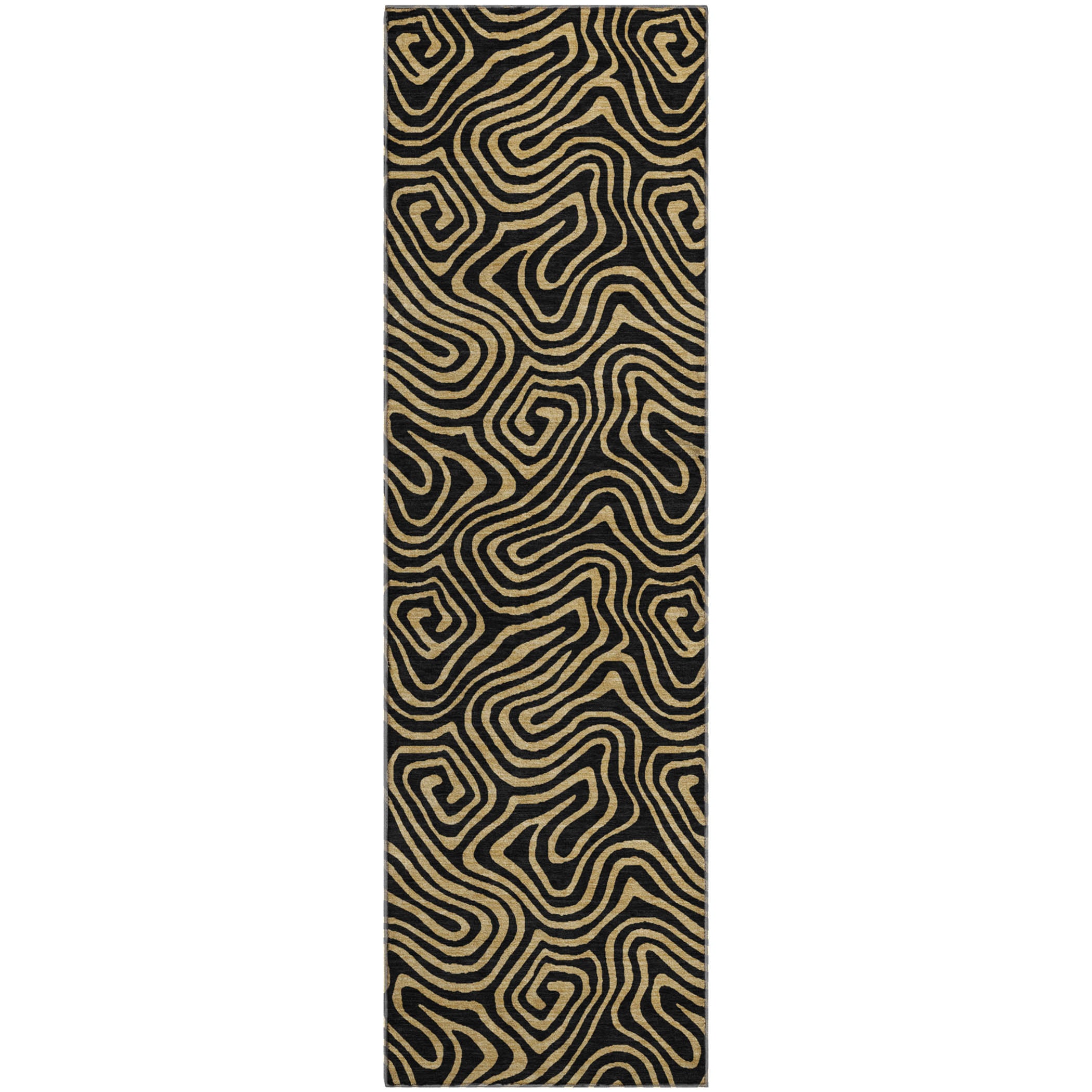 Mdina Machine Washable Transitional Black Rug 2'3" x 7'6" #shape_Runner