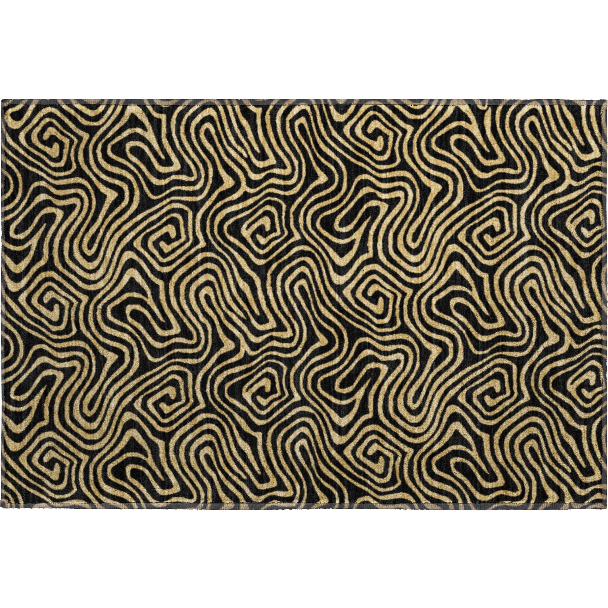 Mdina Machine Washable Transitional Black Rug 1'8" x 2'6" #shape_Rectangle