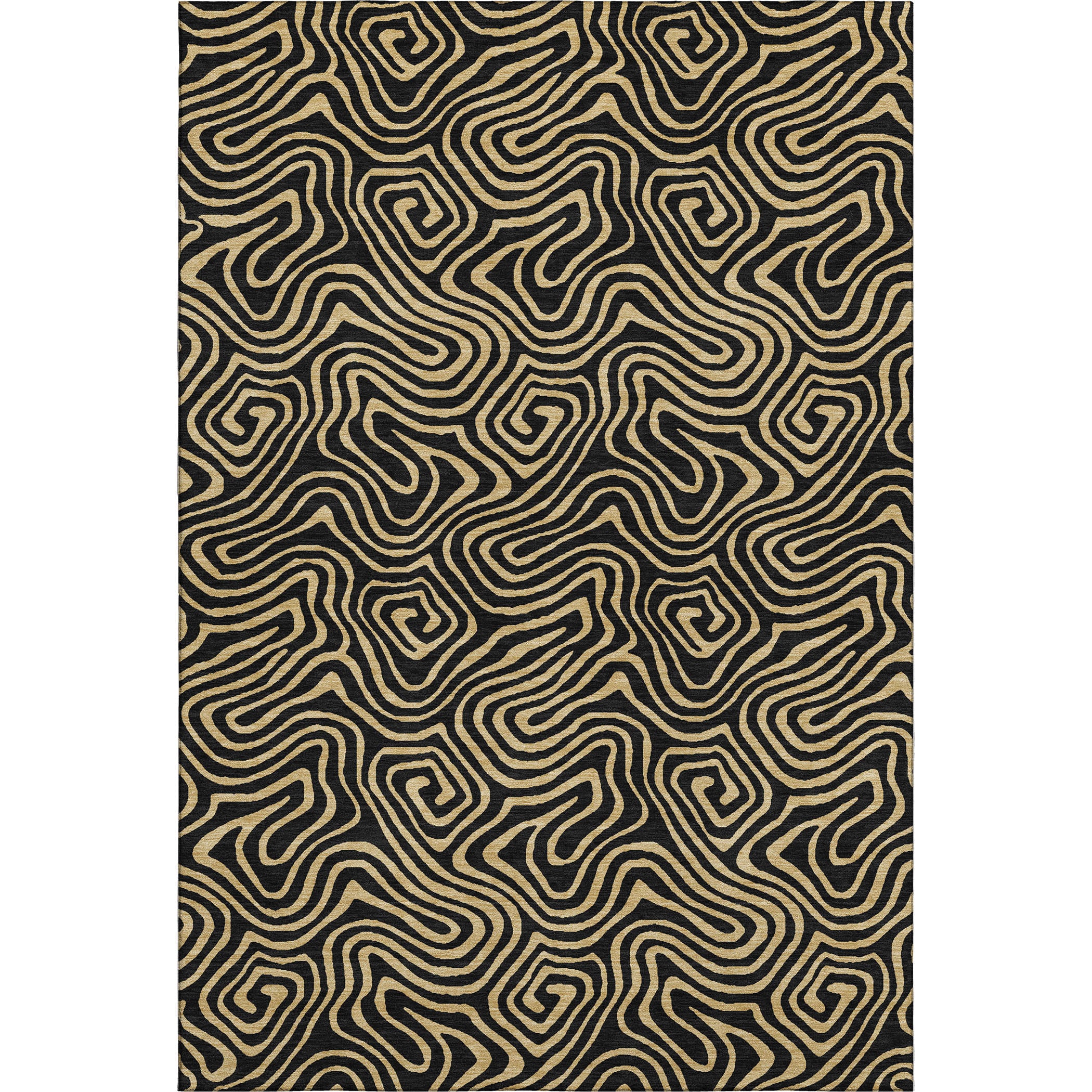 Mdina Machine Washable Transitional Black Rug 2'6" x 3'10" #shape_Rectangle