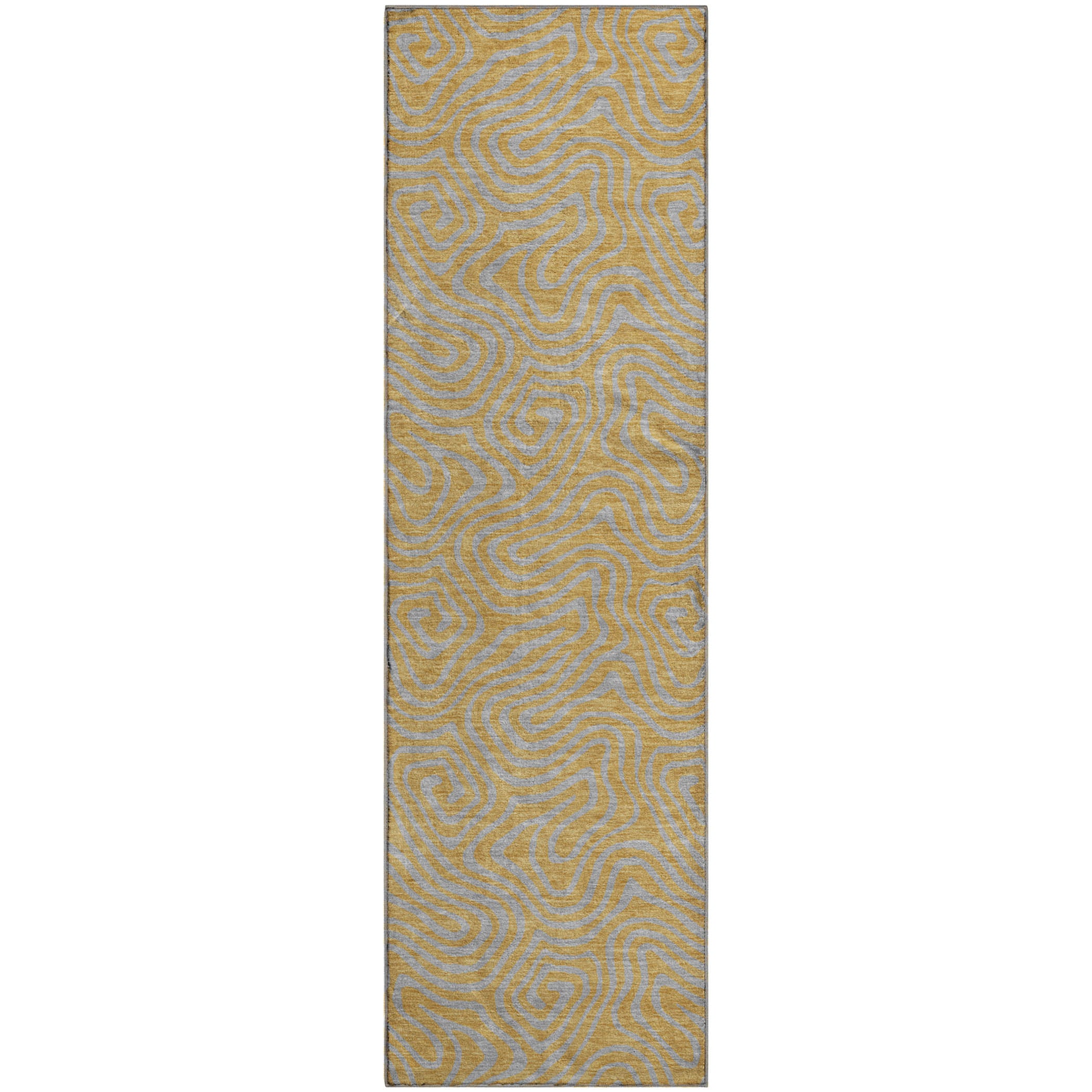 Mdina Machine Washable Transitional Gold Rug 2'3" x 7'6" #shape_Runner