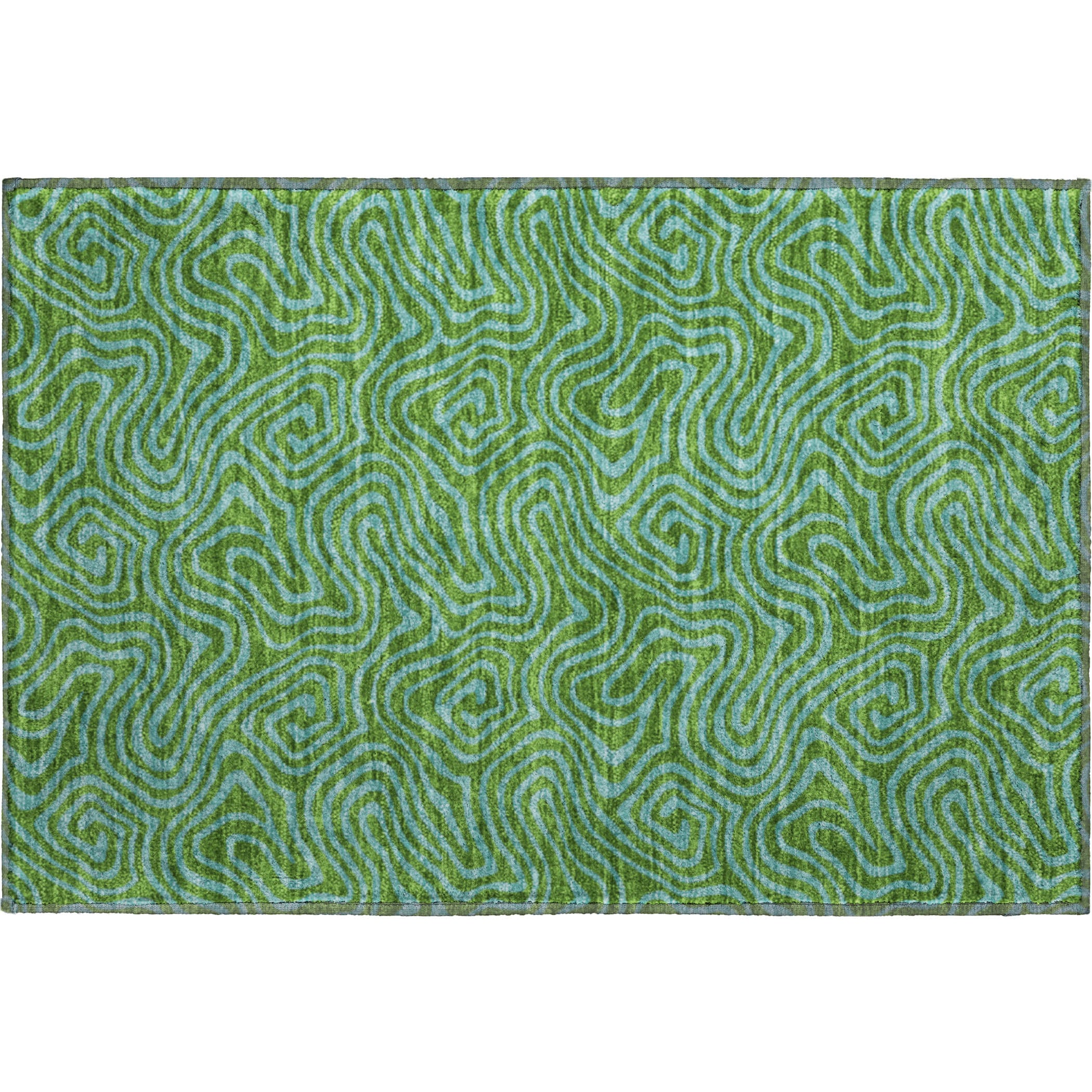 Mdina Machine Washable Transitional Green Rug 1'8" x 2'6" #shape_Rectangle