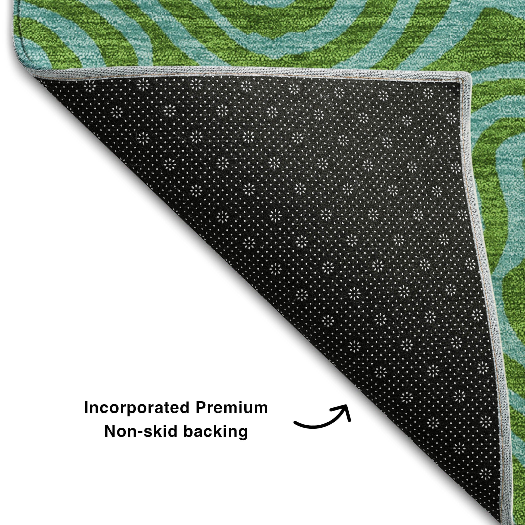 Mdina Machine Washable Transitional Green Rug 1'8" x 2'6" #shape_Rectangle