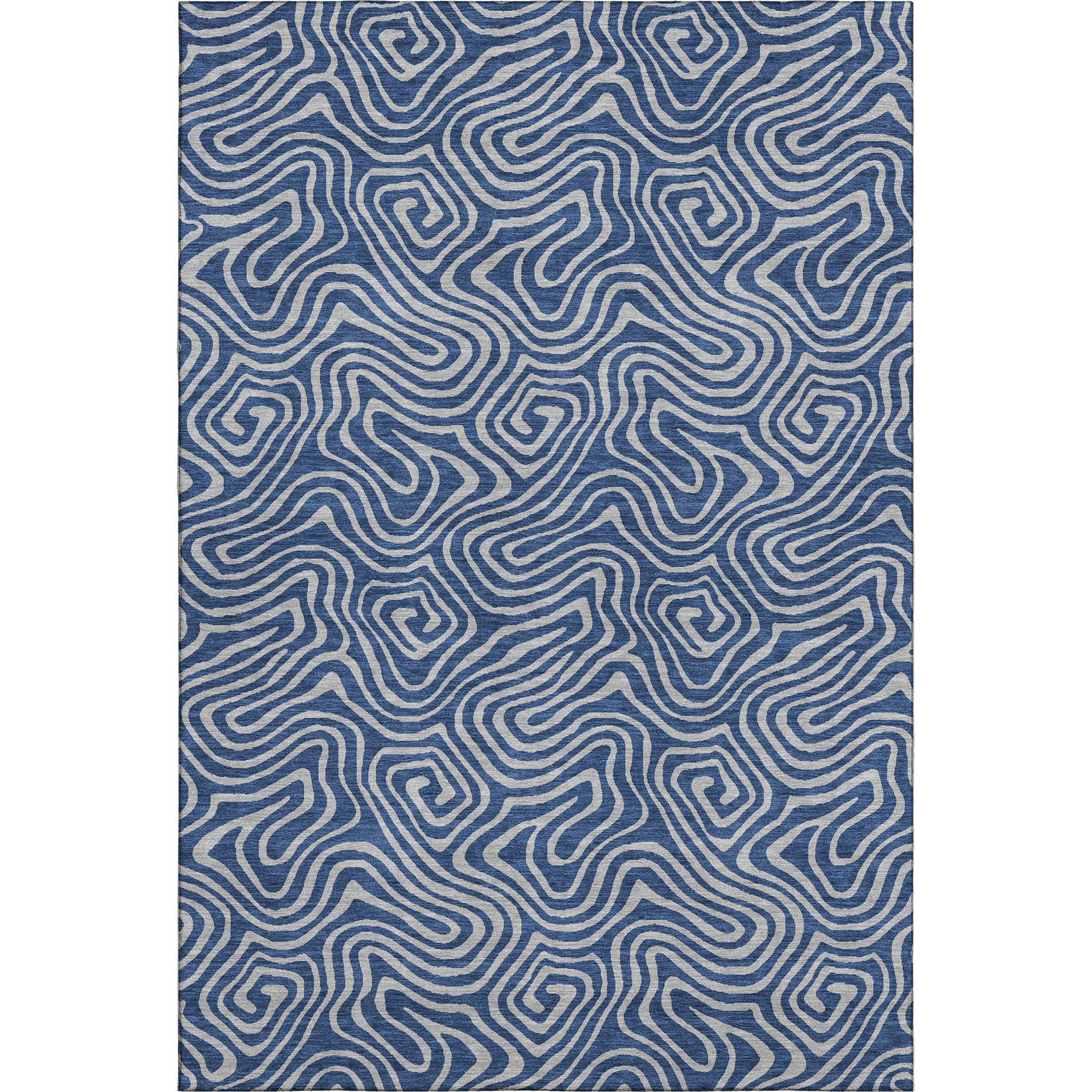 Mdina Machine Washable Transitional Navy Blue Rug 2'6" x 3'10" #shape_Rectangle
