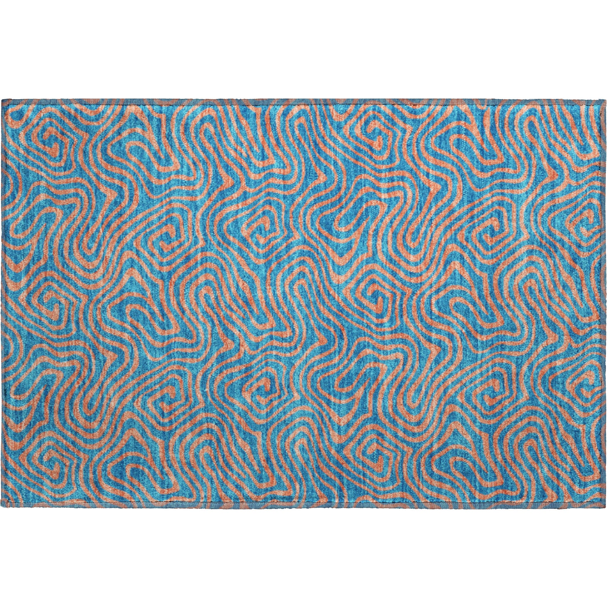 Mdina Machine Washable Transitional Teal Rug 1'8" x 2'6" #shape_Rectangle