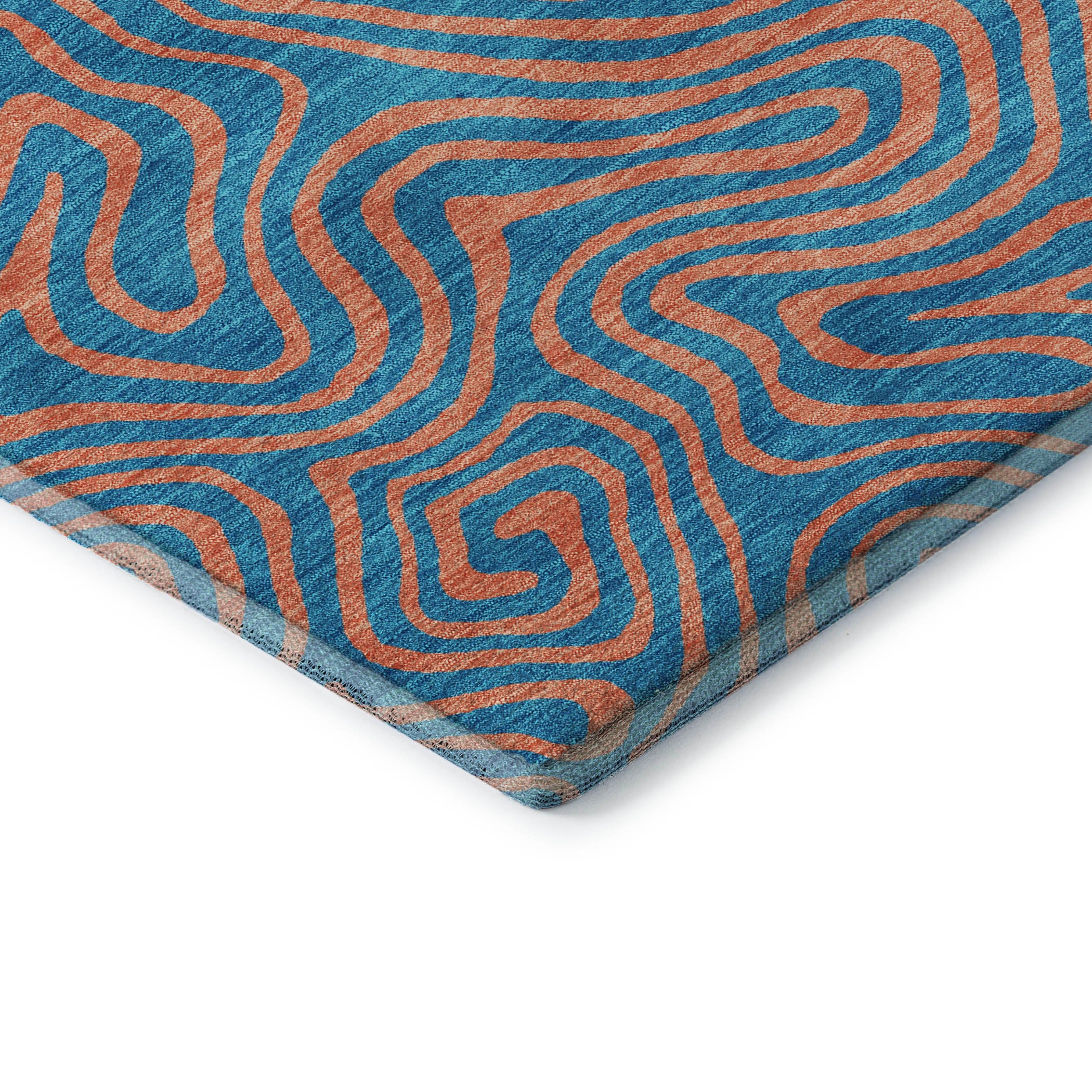 Mdina Machine Washable Transitional Teal Rug 1'8" x 2'6" #shape_Rectangle