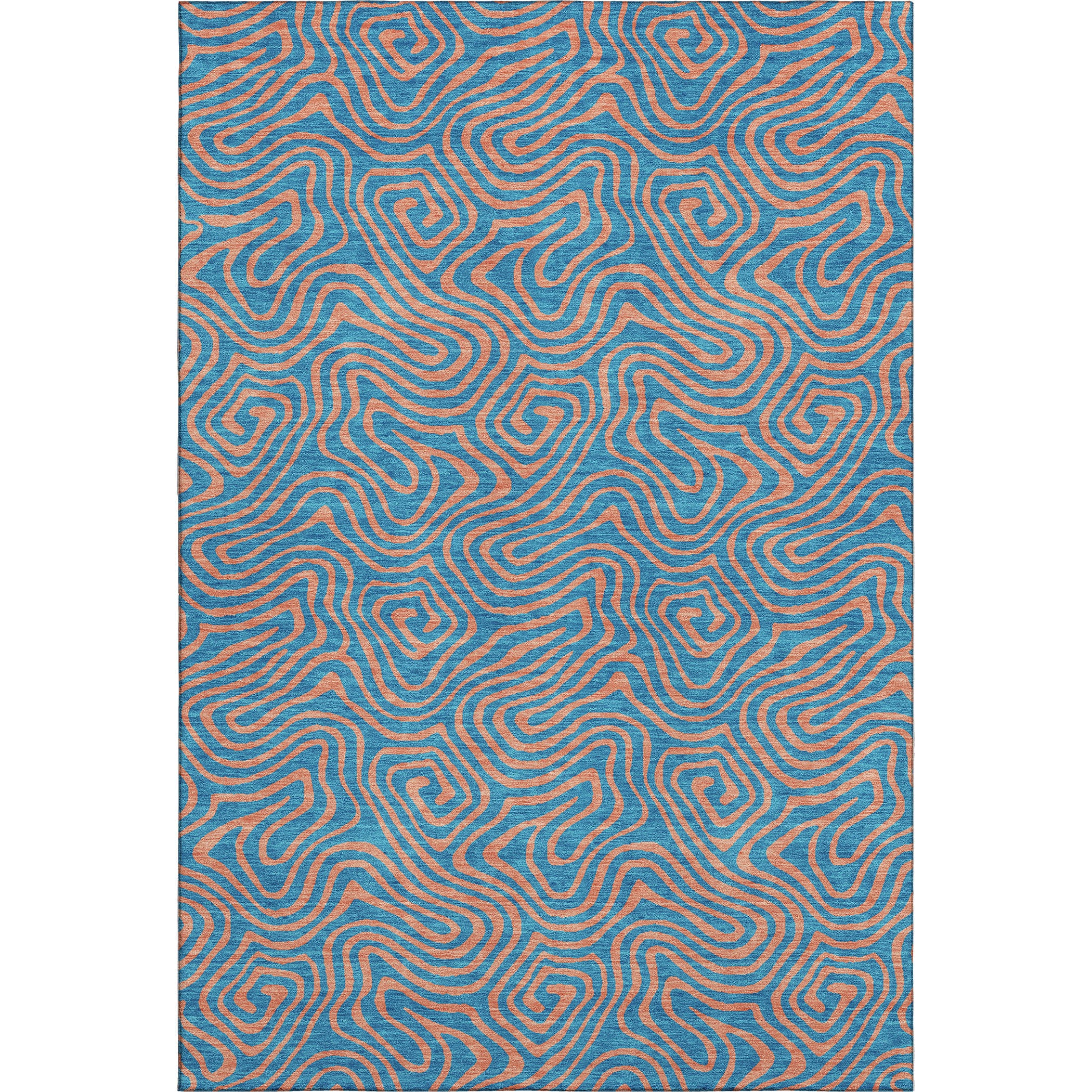 Mdina Machine Washable Transitional Teal Rug 2'6" x 3'10" #shape_Rectangle