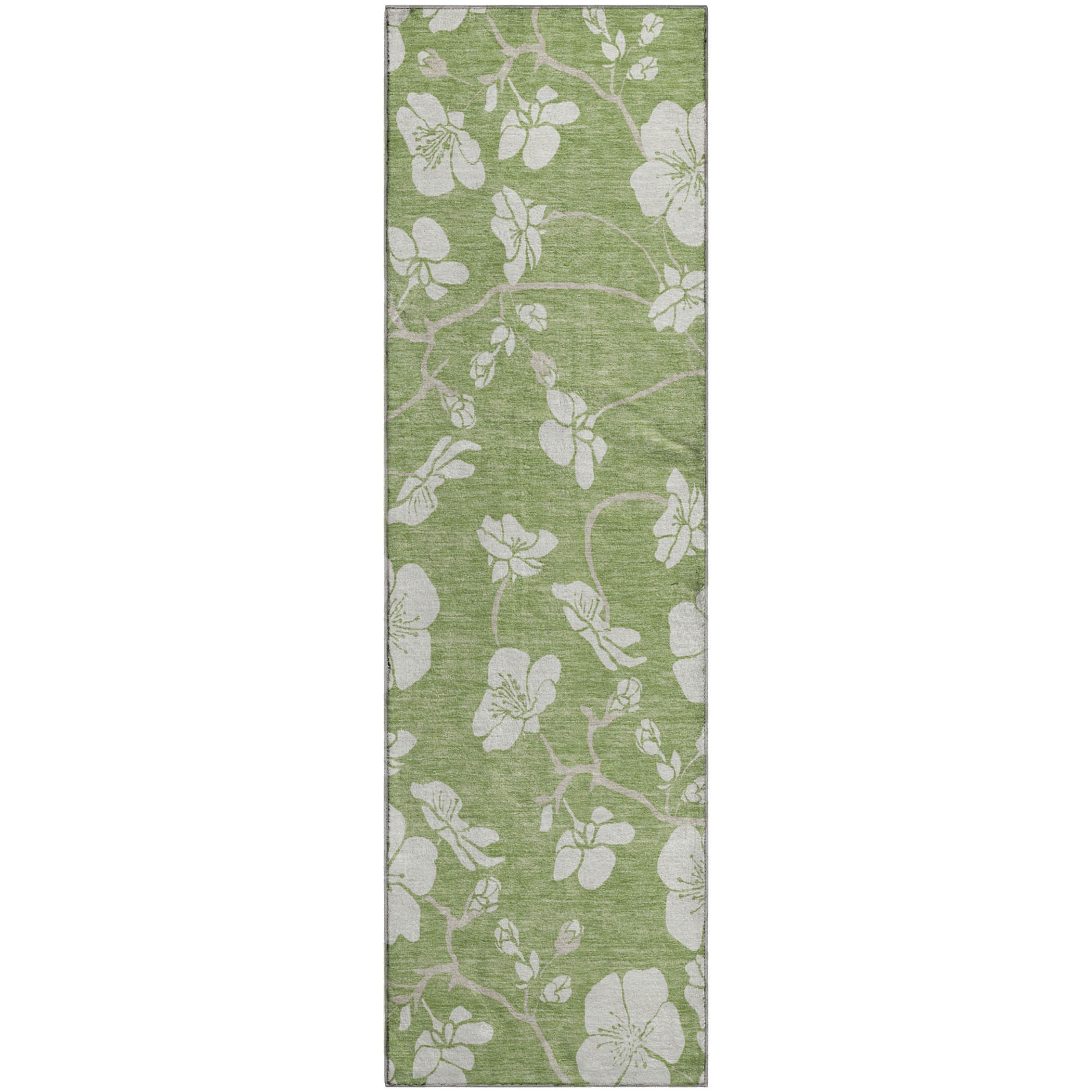 Oaxaca Machine Washable Transitional Aloe Green Rug 2'3" x 7'6" #shape_Runner