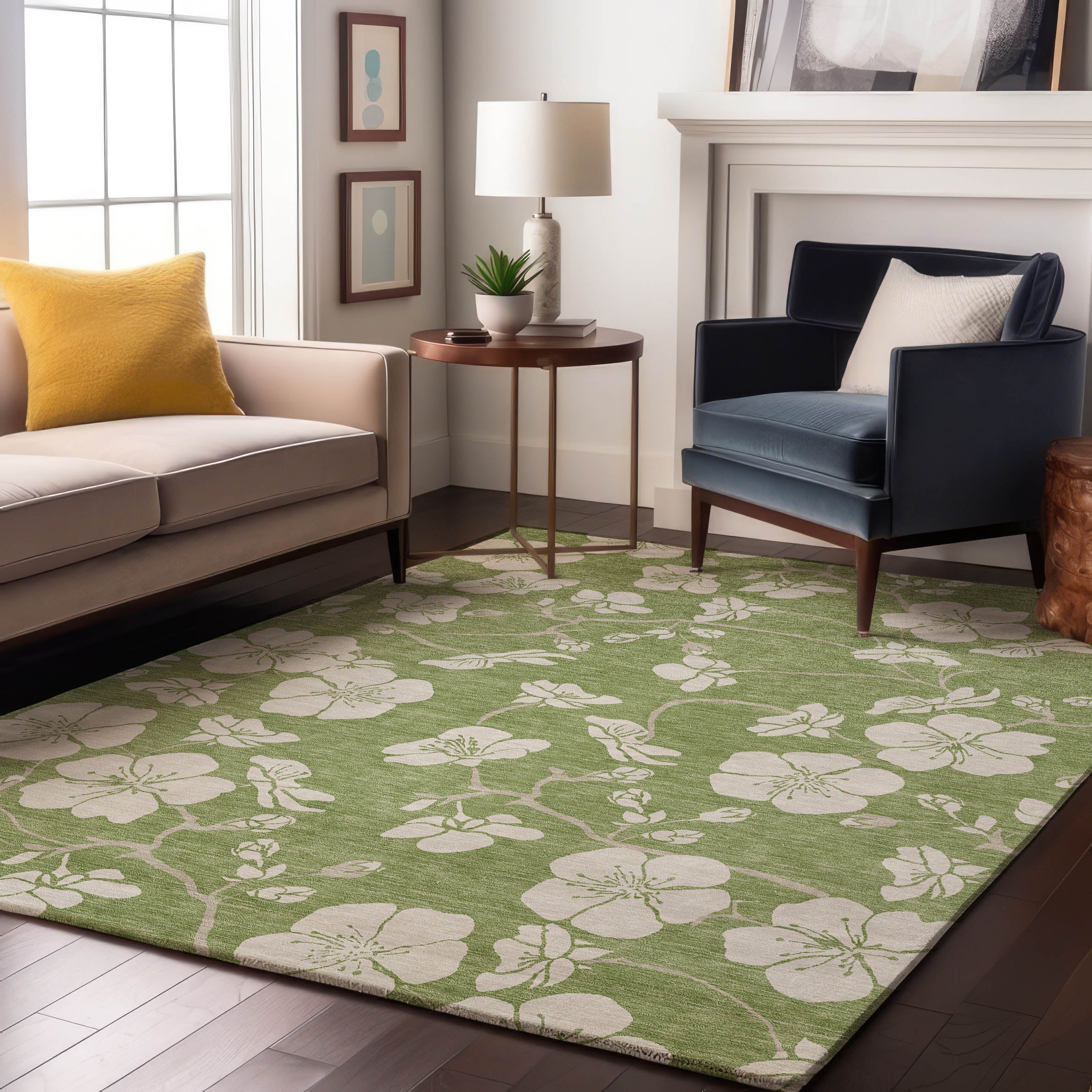 Oaxaca Machine Washable Transitional Aloe Green Rug 2'6" x 3'10" #shape_Rectangle