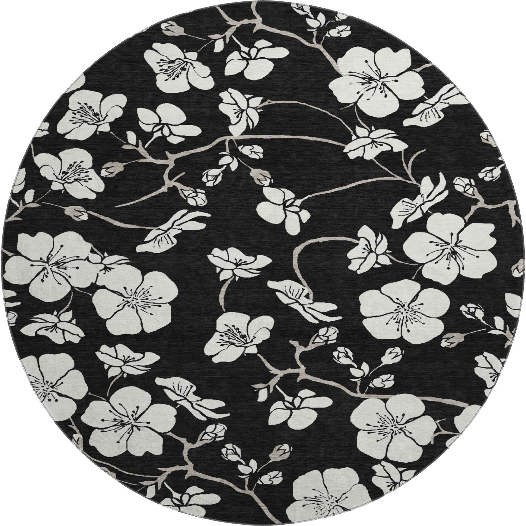 Oaxaca Machine Washable Transitional Black Rug 8' x 8' #shape_Round