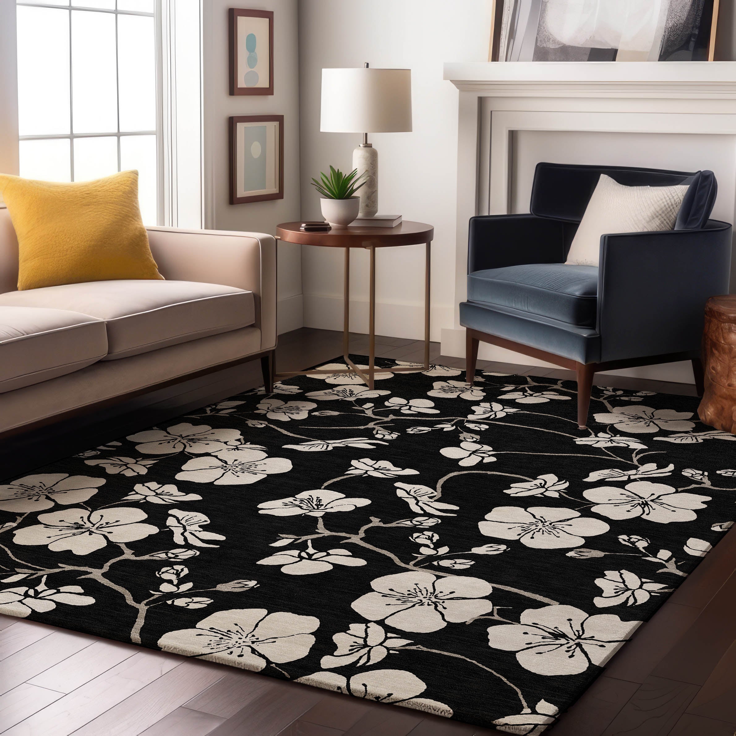 Oaxaca Machine Washable Transitional Black Rug 2'6" x 3'10" #shape_Rectangle