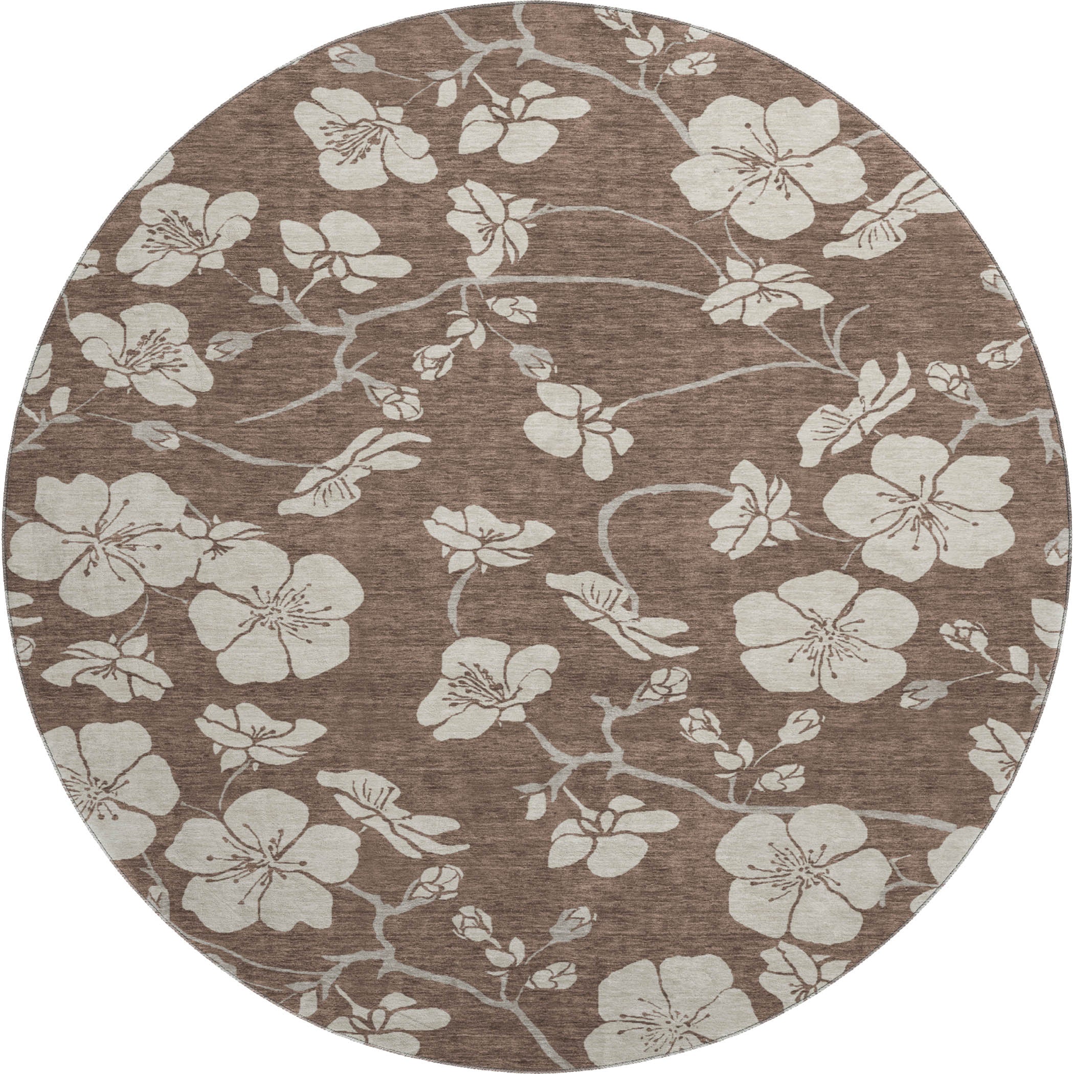 Oaxaca Machine Washable Transitional Brown Rug 8' x 8' #shape_Round