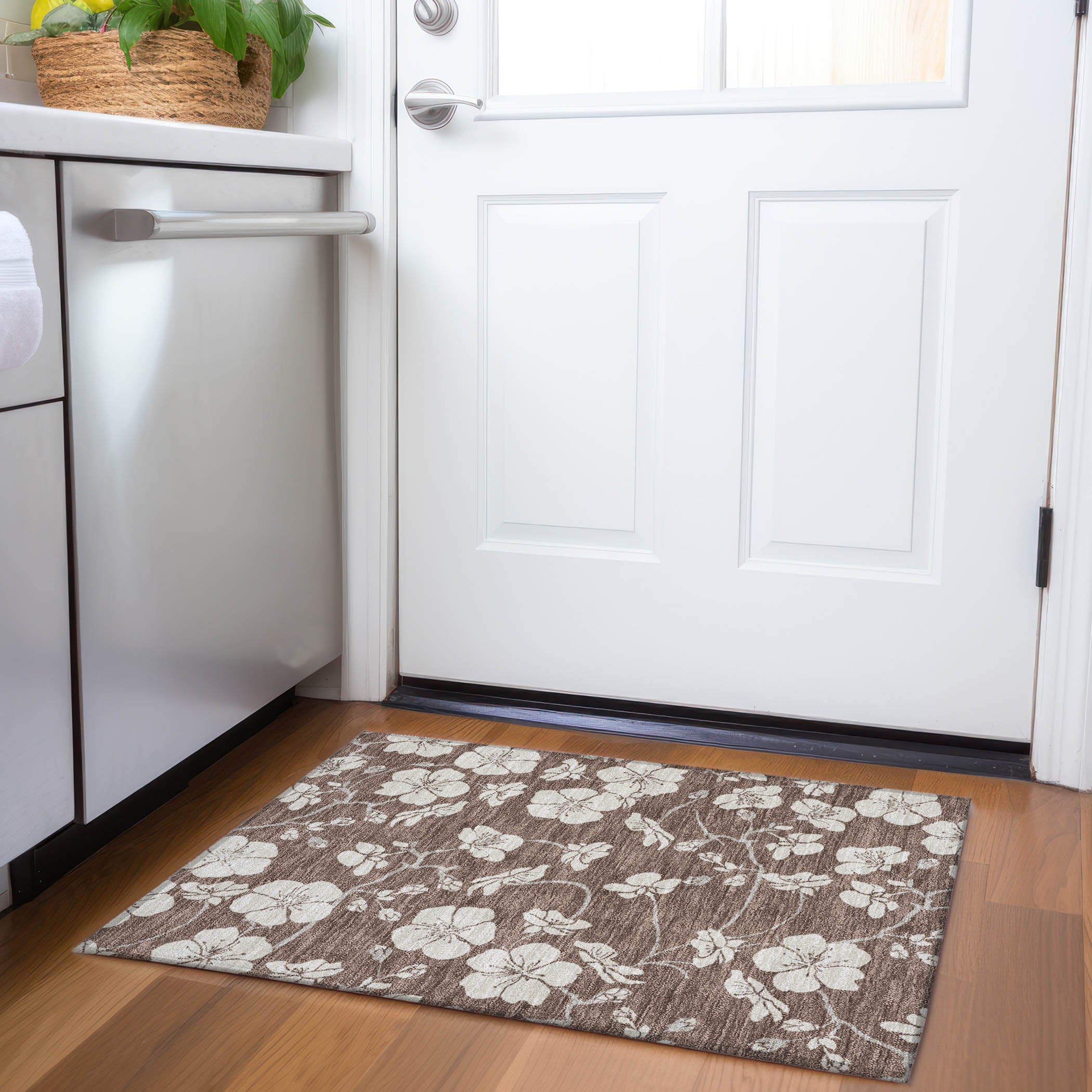 Oaxaca Machine Washable Transitional Brown Rug 1'8" x 2'6" #shape_Rectangle