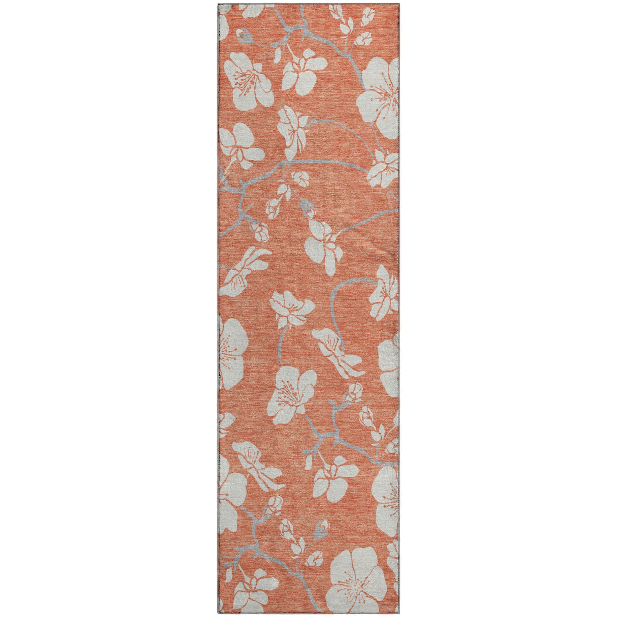 Oaxaca Machine Washable Transitional Coral Orange Rug 2'3" x 7'6" #shape_Runner
