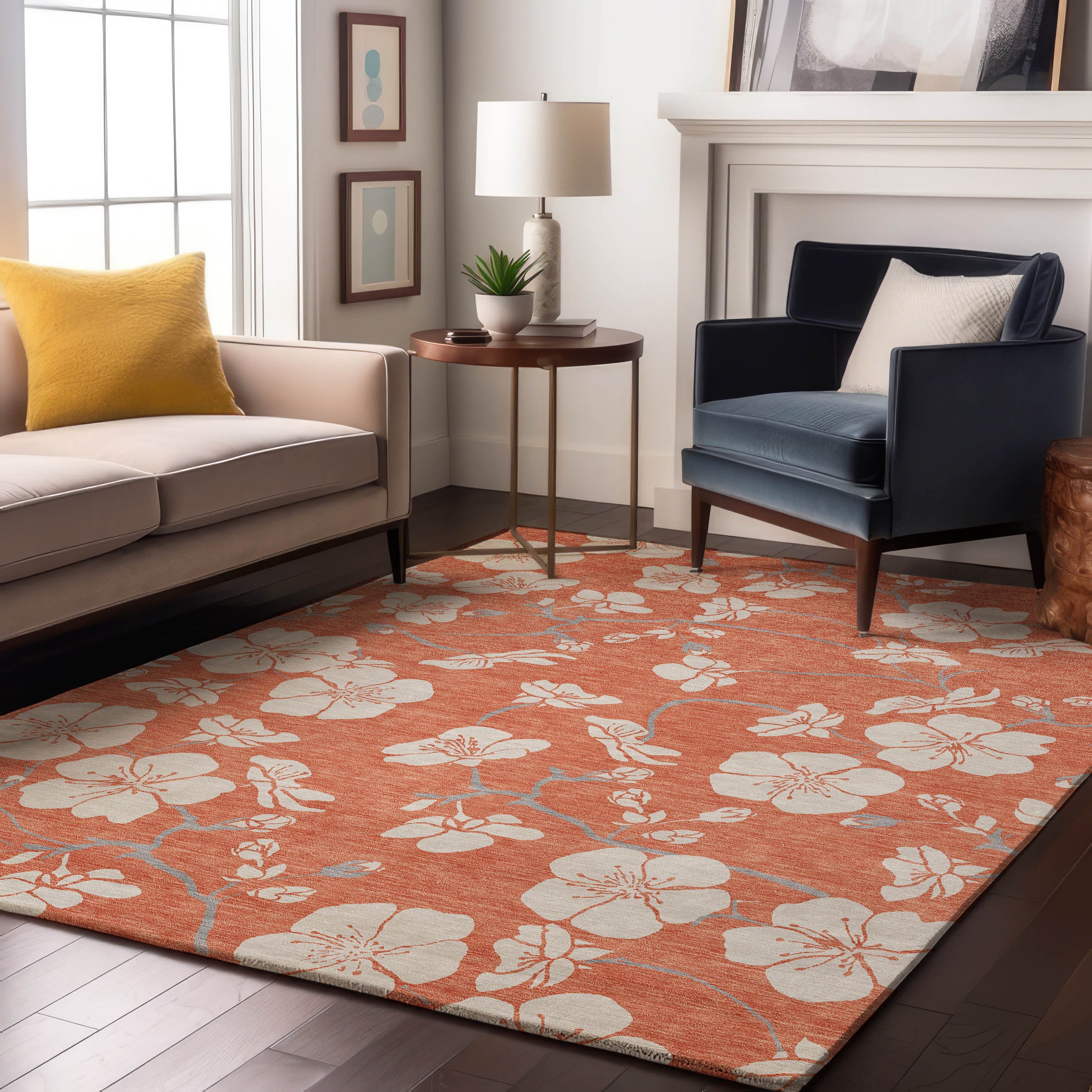 Oaxaca Machine Washable Transitional Coral Orange Rug 2'6" x 3'10" #shape_Rectangle