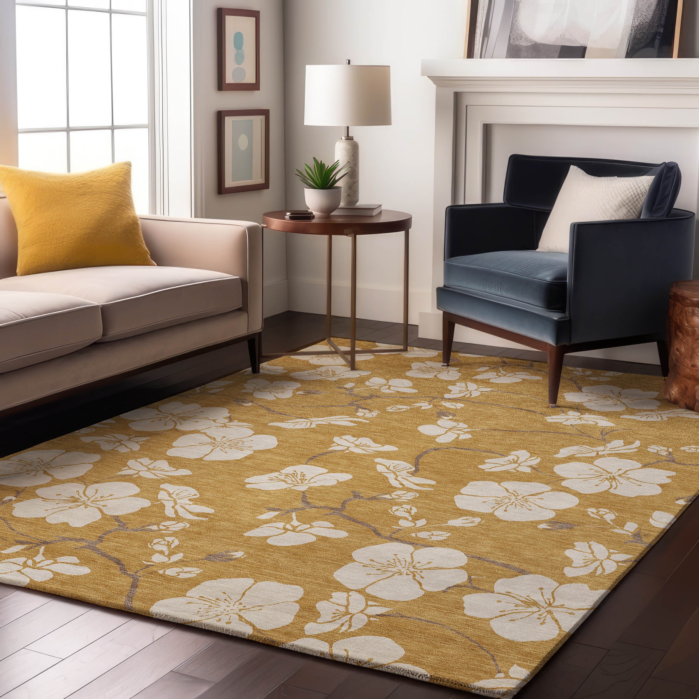 Oaxaca Machine Washable Transitional Gold Rug 2'6" x 3'10" #shape_Rectangle