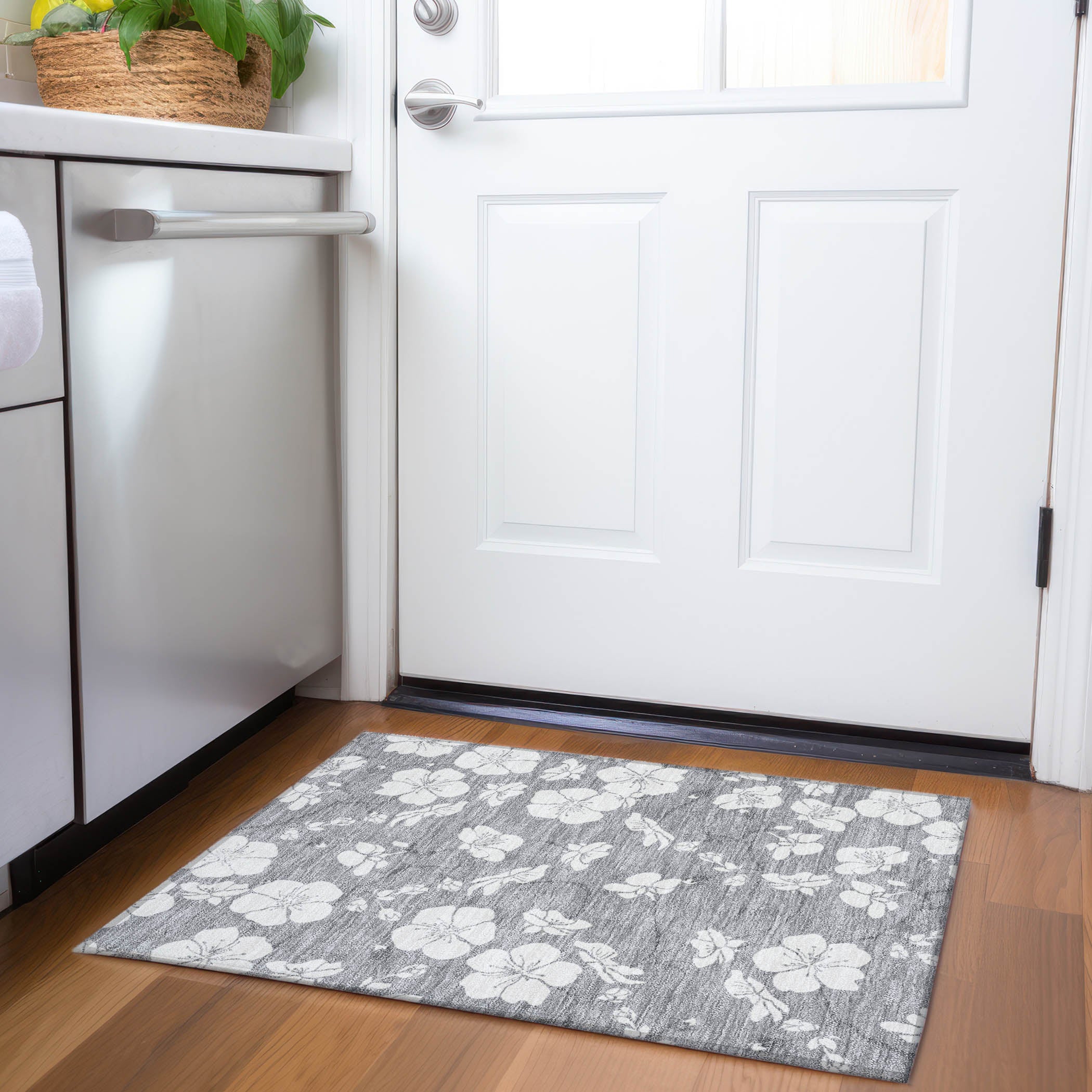 Oaxaca Machine Washable Transitional Gray Rug 1'8" x 2'6" #shape_Rectangle