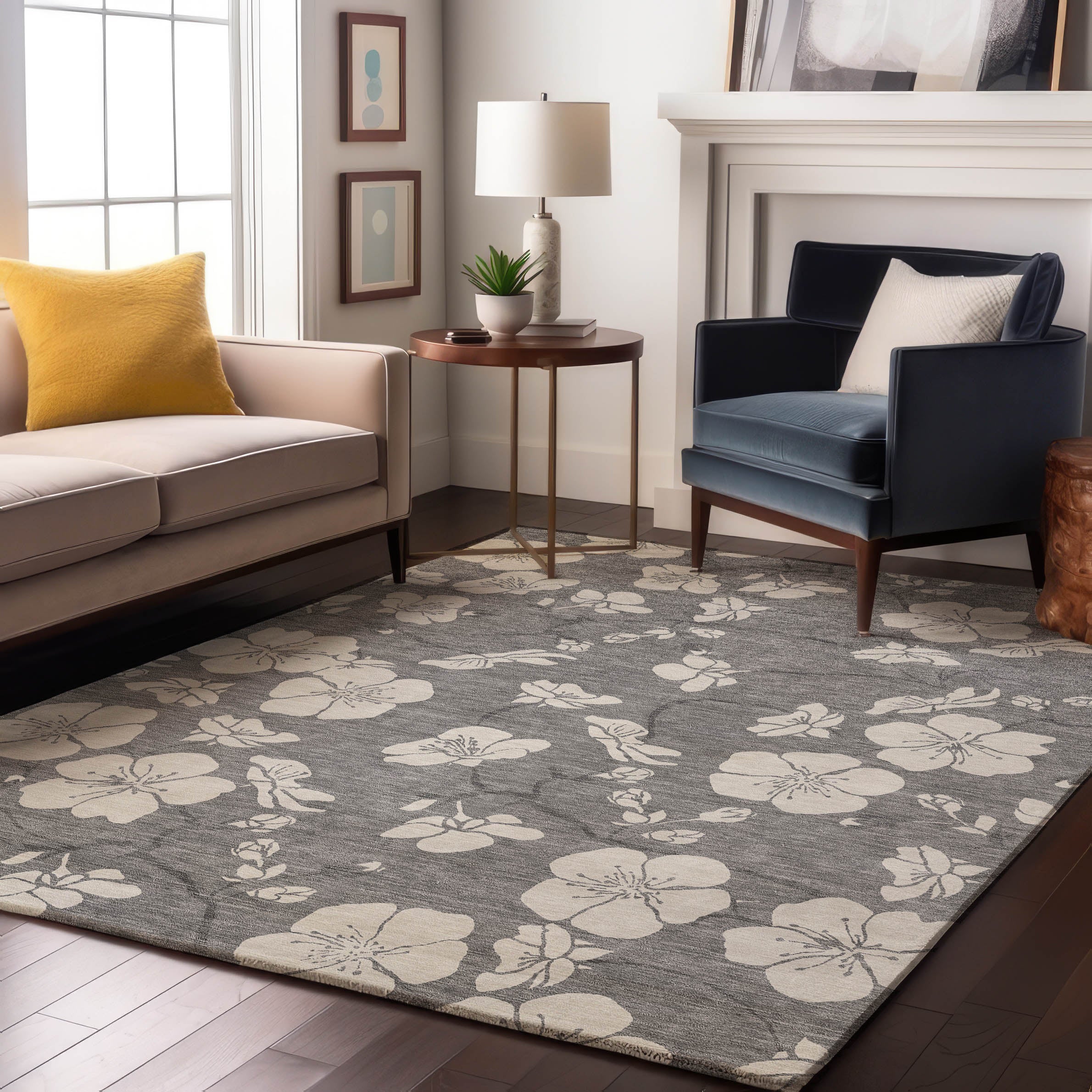 Oaxaca Machine Washable Transitional Gray Rug 2'6" x 3'10" #shape_Rectangle