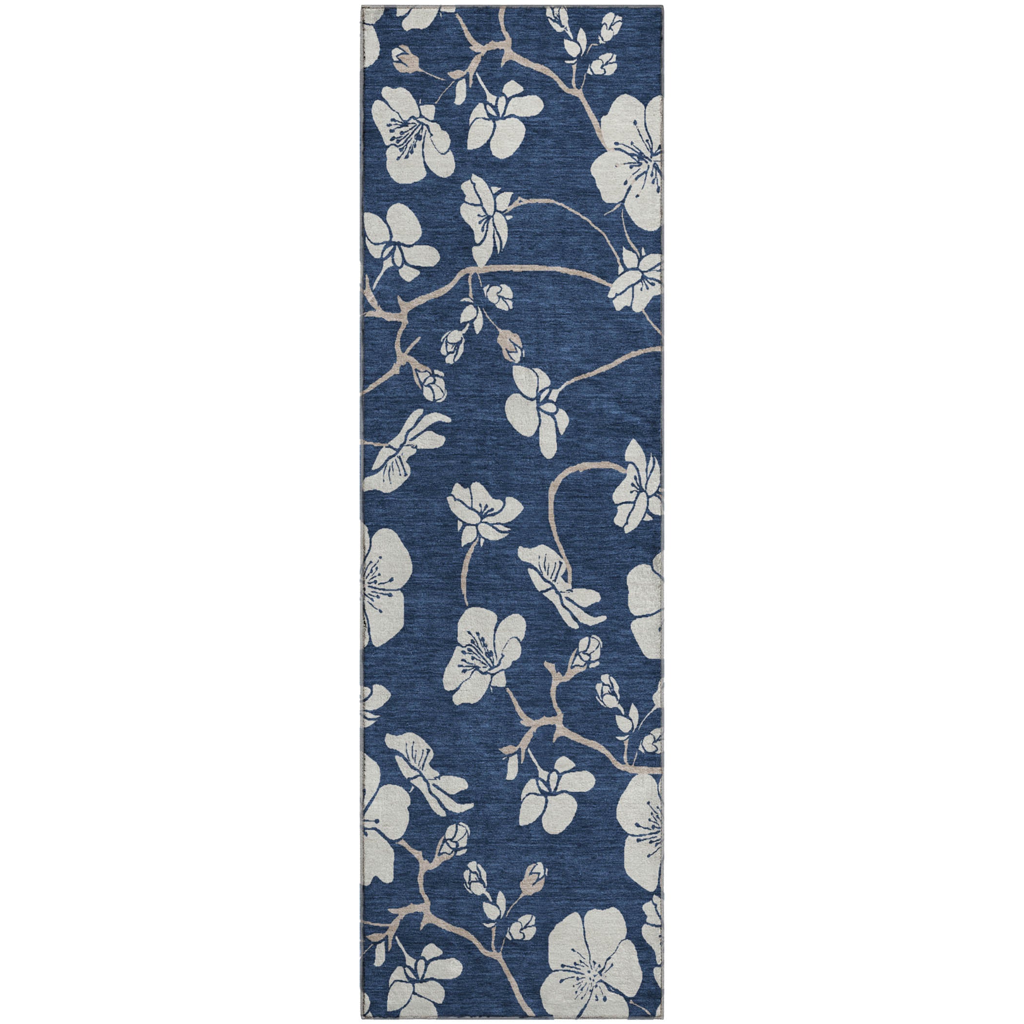 Oaxaca Machine Washable Transitional Navy Blue Rug 2'3" x 7'6" #shape_Runner
