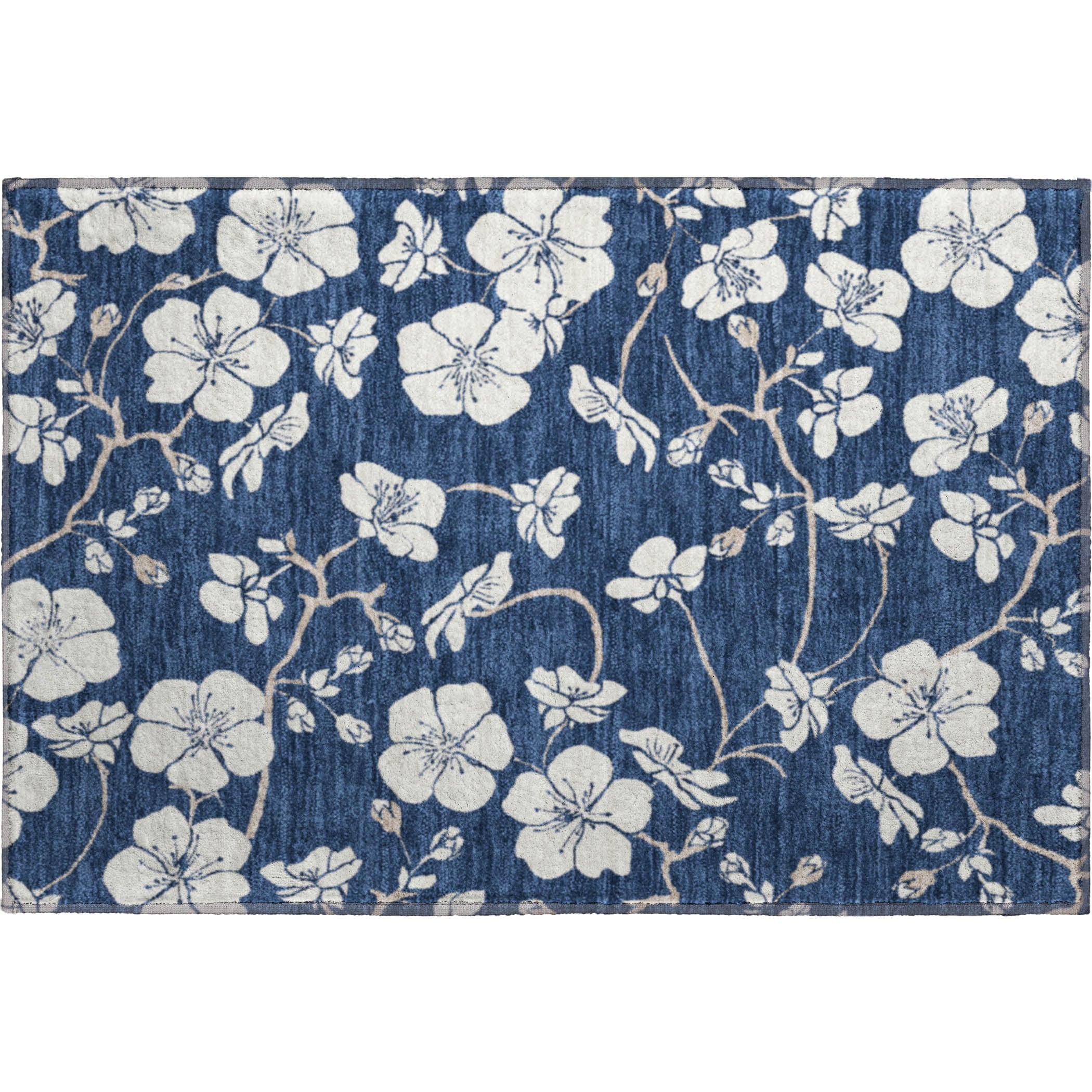 Oaxaca Machine Washable Transitional Navy Blue Rug 1'8" x 2'6" #shape_Rectangle