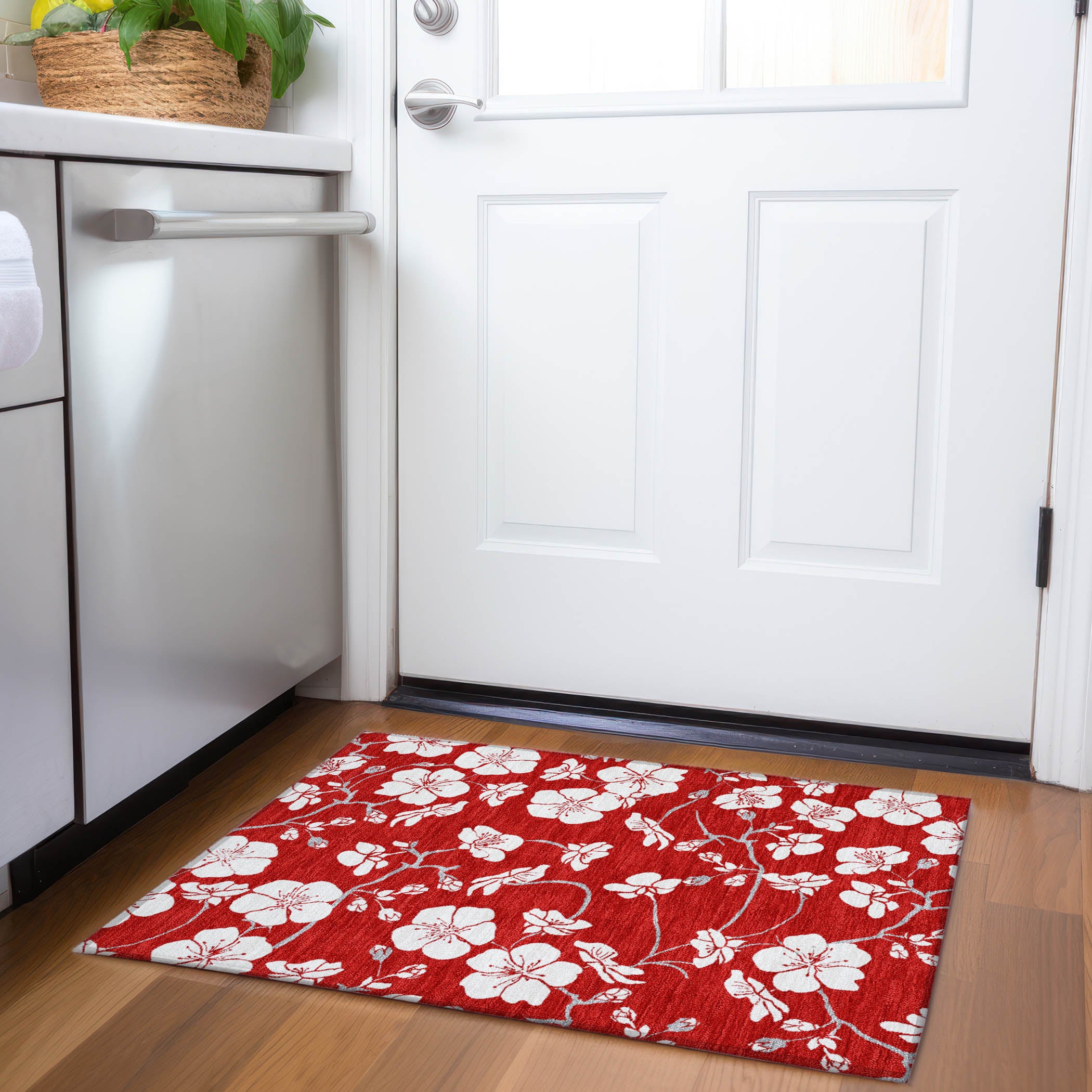 Oaxaca Machine Washable Transitional Red Rug 1'8" x 2'6" #shape_Rectangle