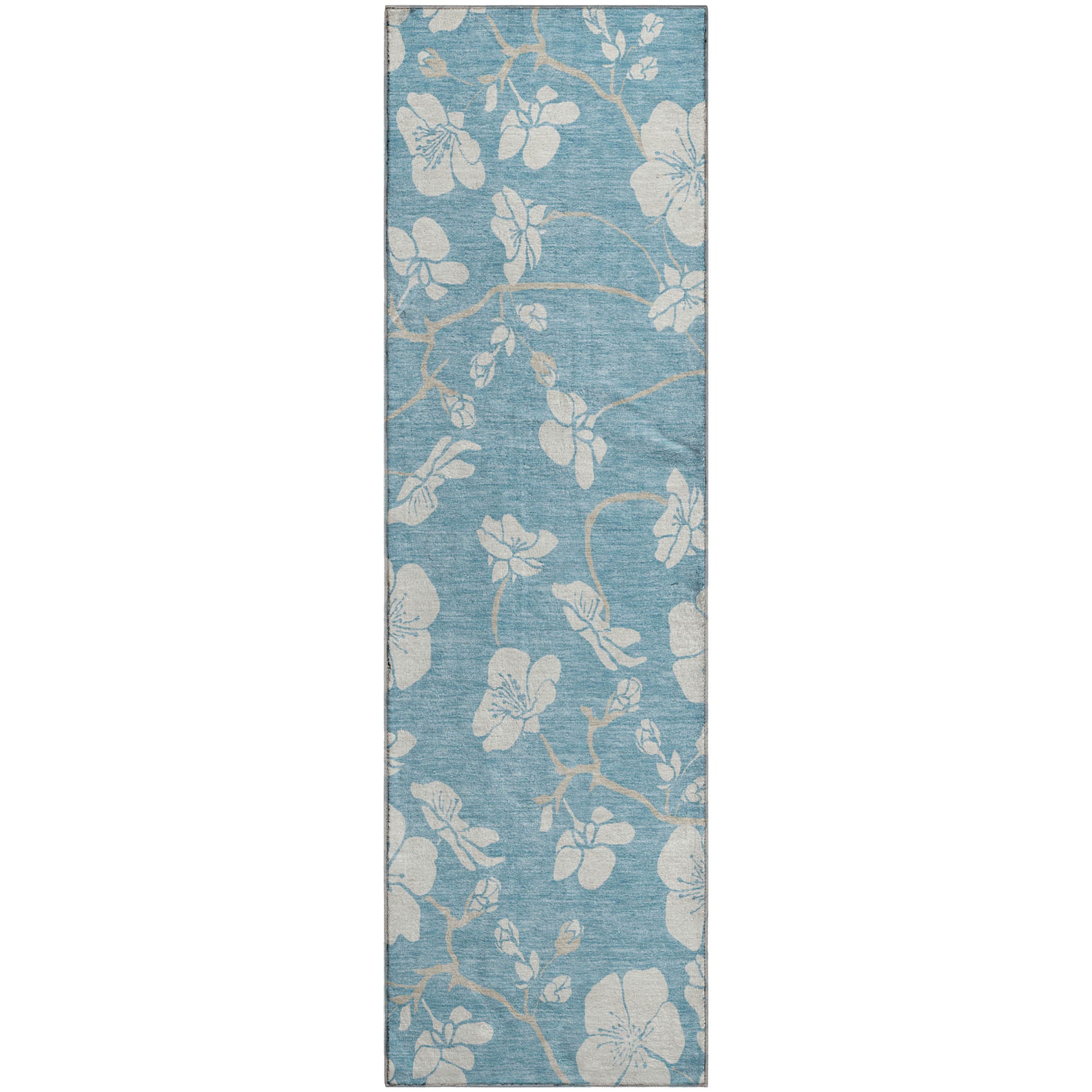 Oaxaca Machine Washable Transitional Sky Blue Rug 2'3" x 7'6" #shape_Runner