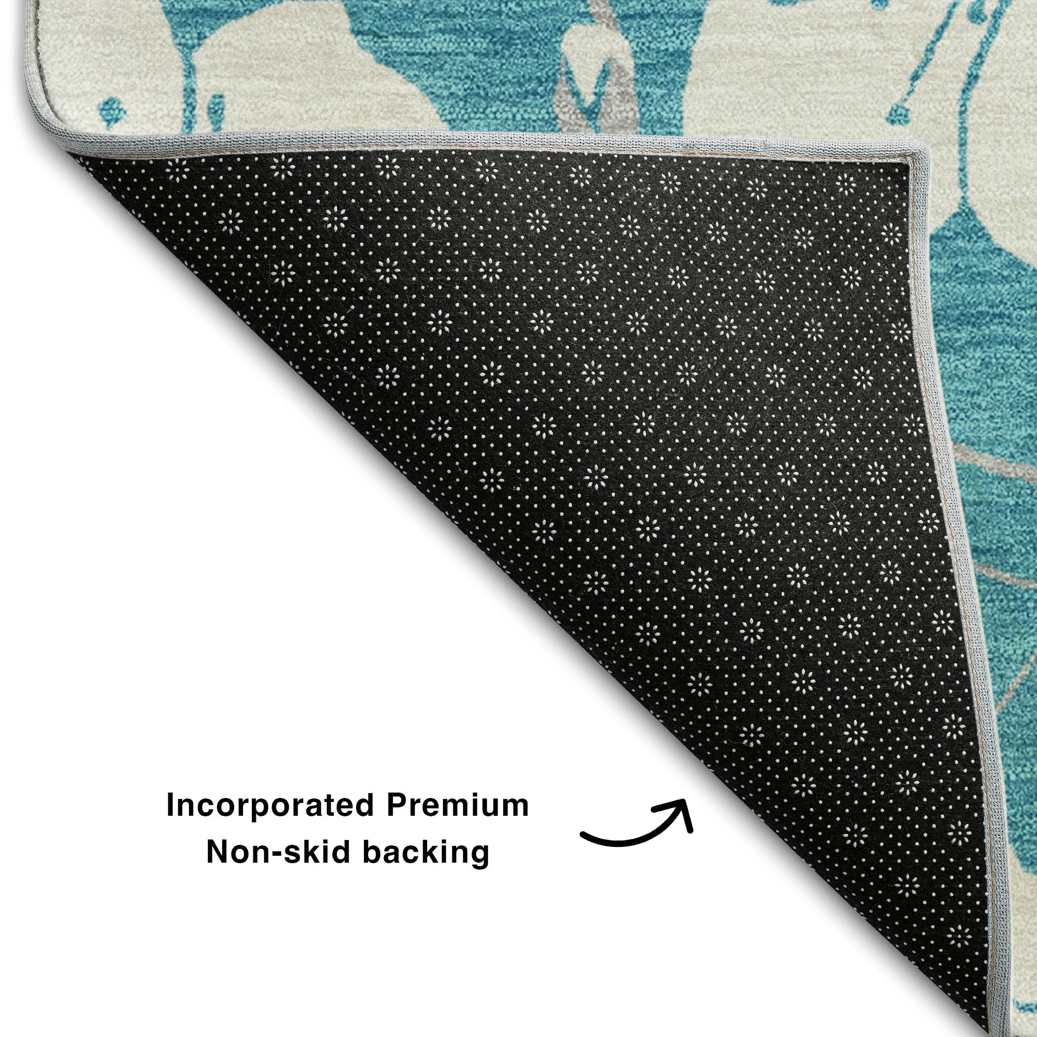 Oaxaca Machine Washable Transitional Turquoise Teal Rug 1'8" x 2'6" #shape_Rectangle