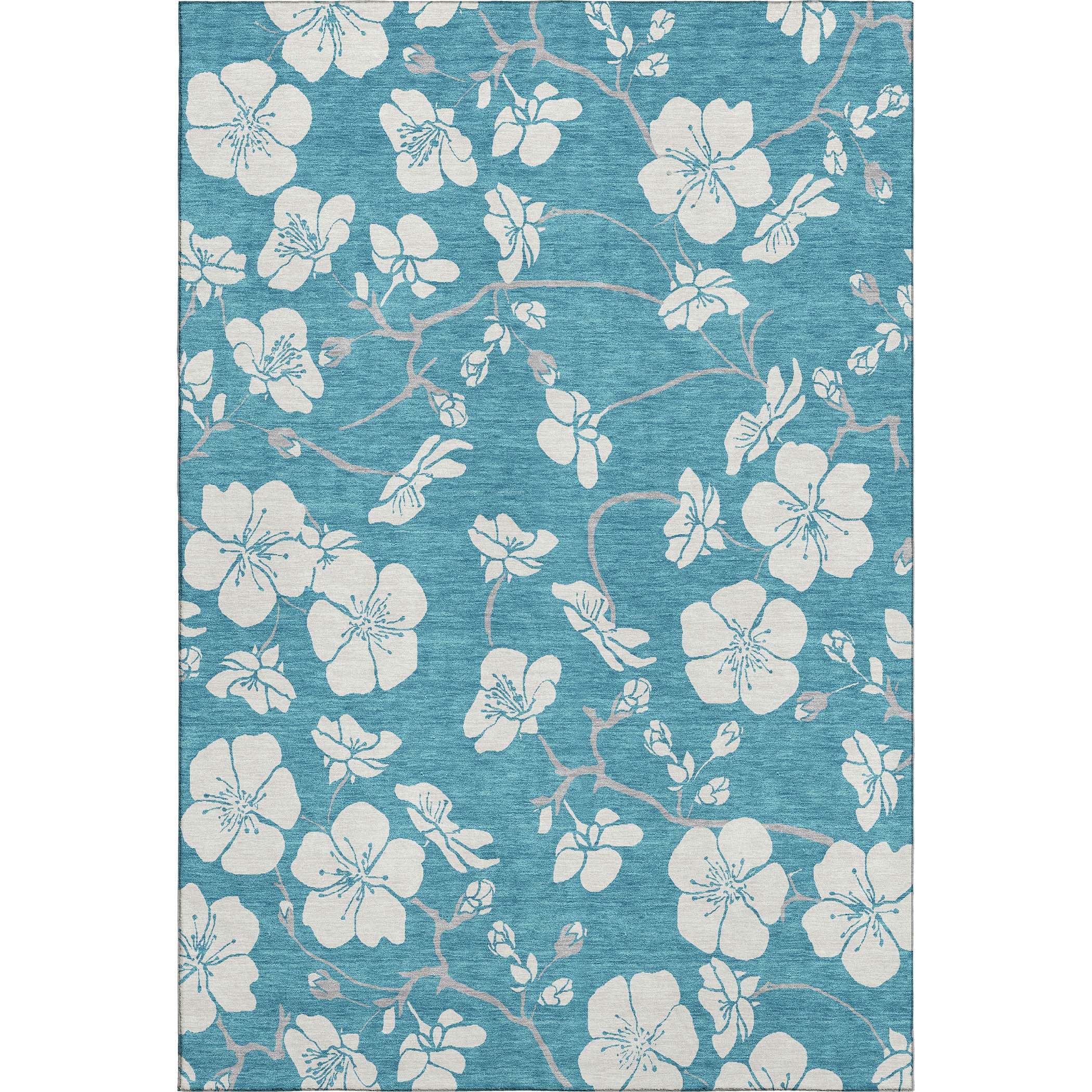 Oaxaca Machine Washable Transitional Turquoise Teal Rug 2'6" x 3'10" #shape_Rectangle