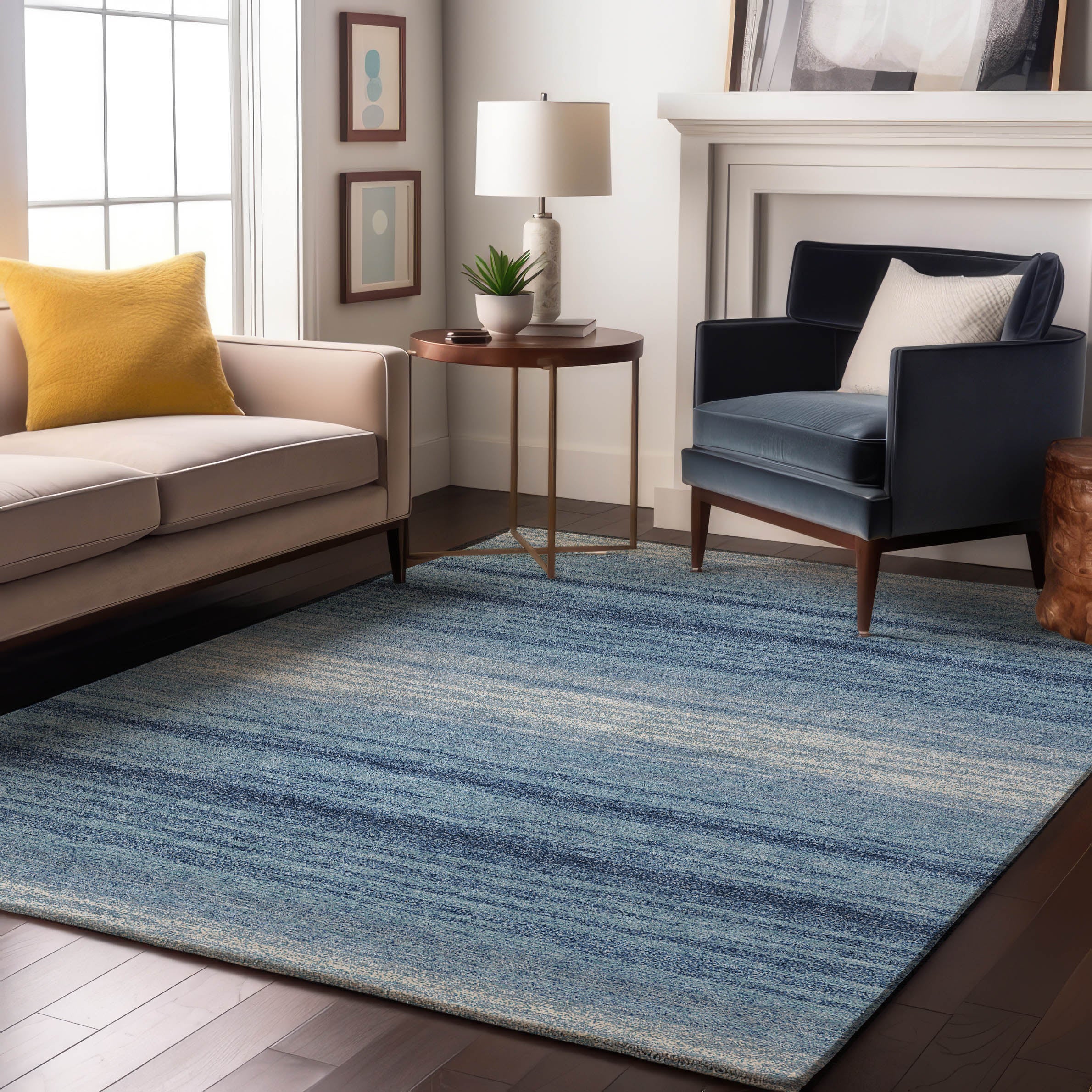 Tallinn Machine Washable Transitional Blue Rug 2'6" x 3'10" #shape_Rectangle