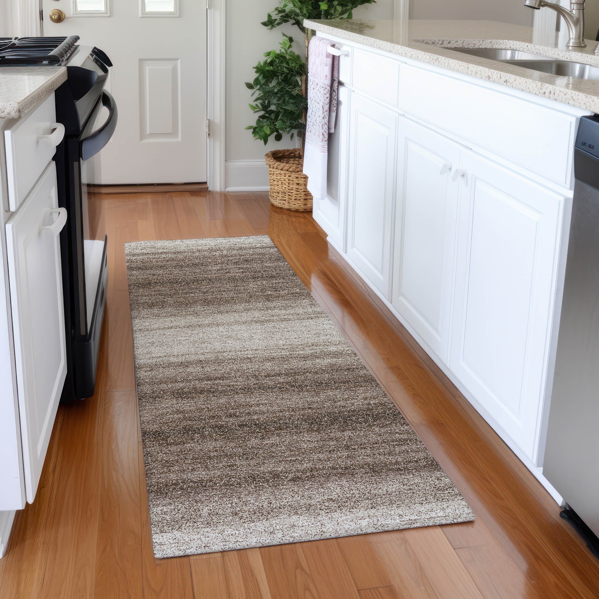 Tallinn Machine Washable Transitional Brown Rug 2'3" x 7'6" #shape_Runner
