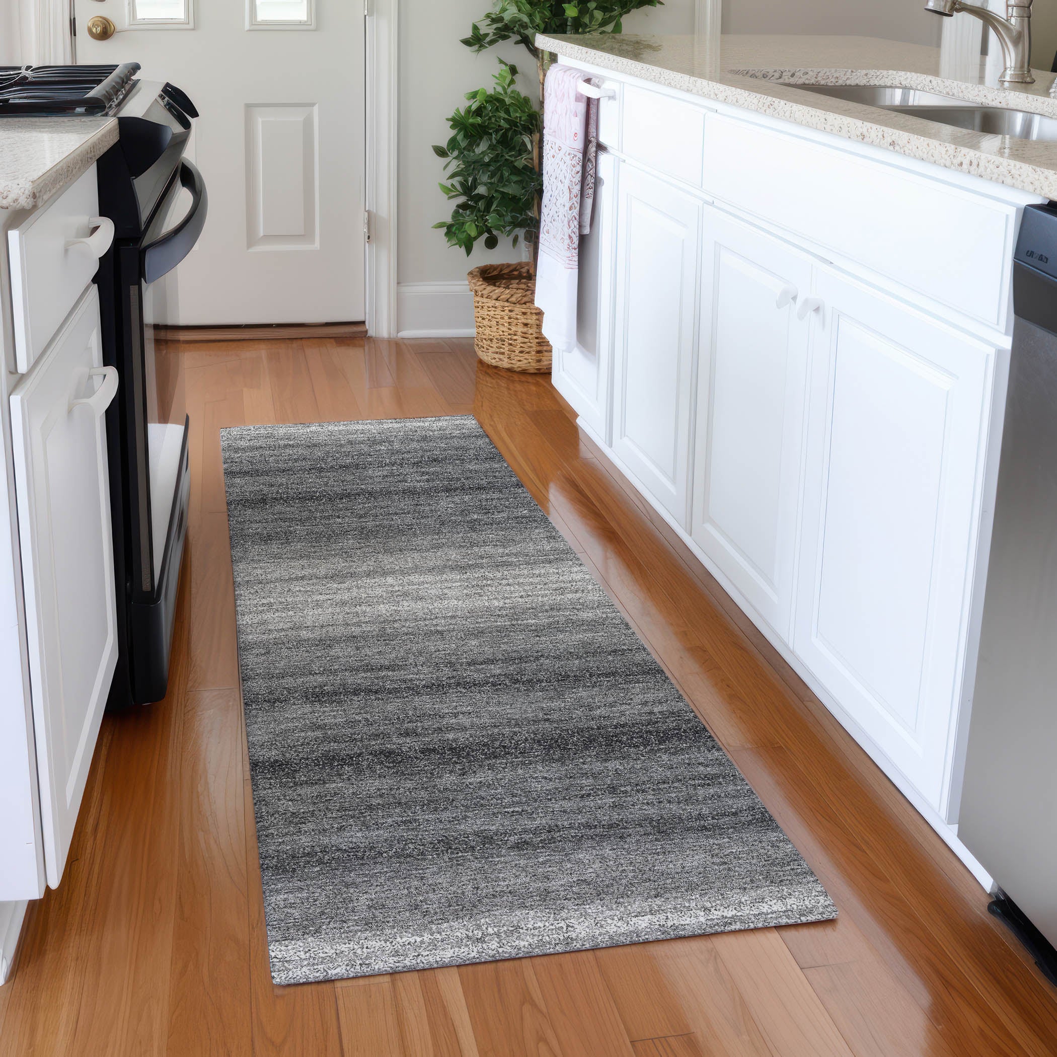 Tallinn Machine Washable Transitional Gray Rug 2'3" x 7'6" #shape_Runner