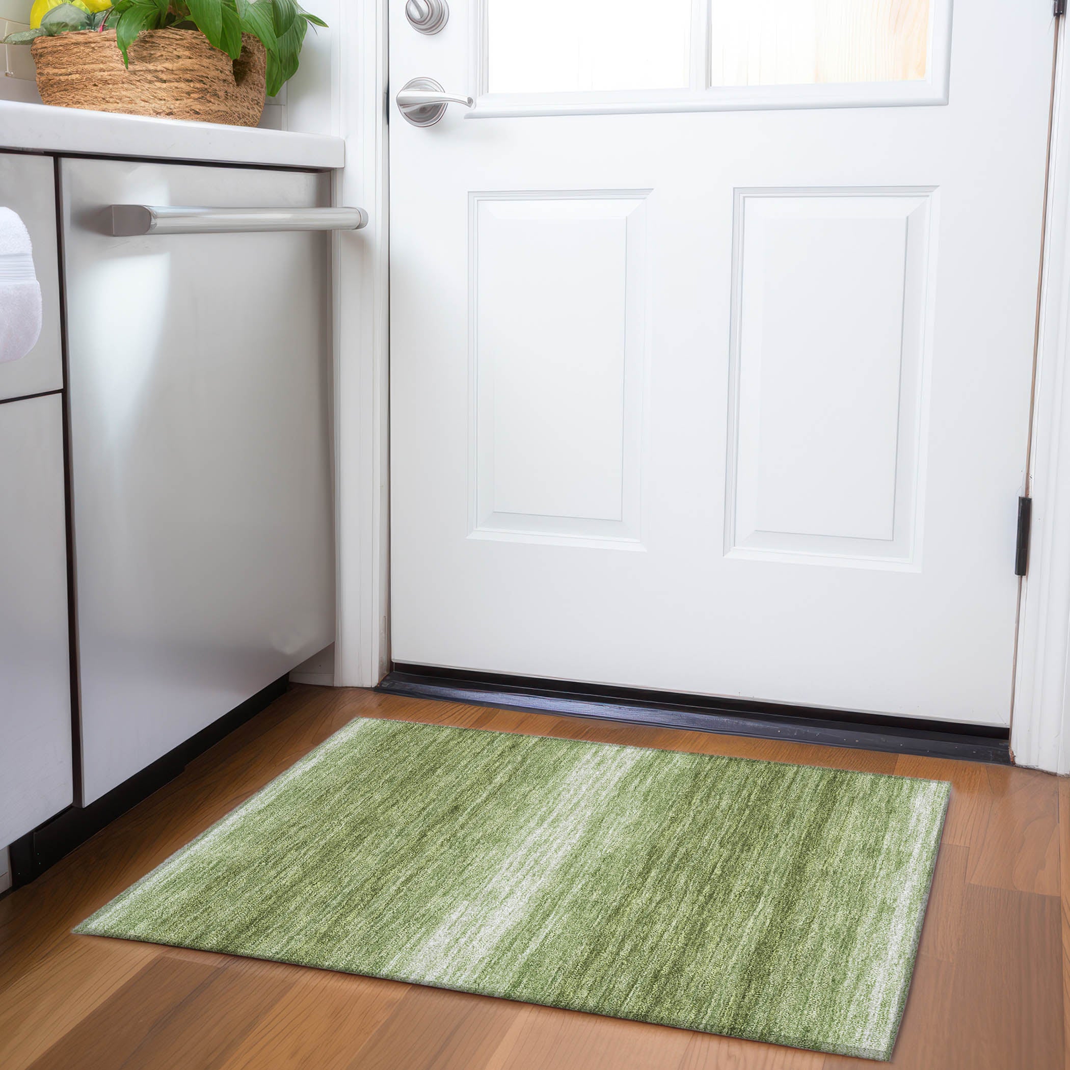 Tallinn Machine Washable Transitional Green Rug 1'8" x 2'6" #shape_Rectangle