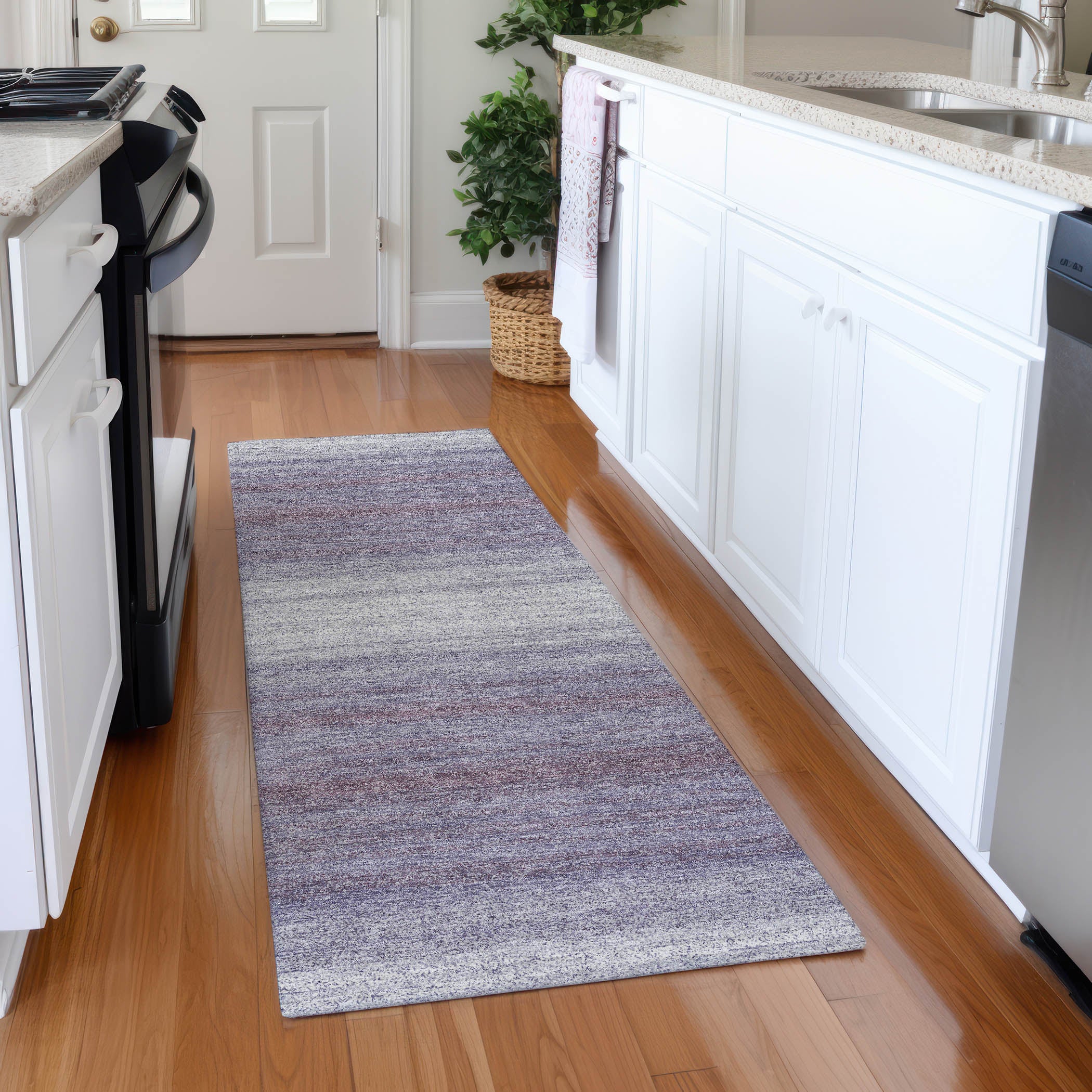 Tallinn Machine Washable Transitional Lavender Purple Rug 2'3" x 7'6" #shape_Runner