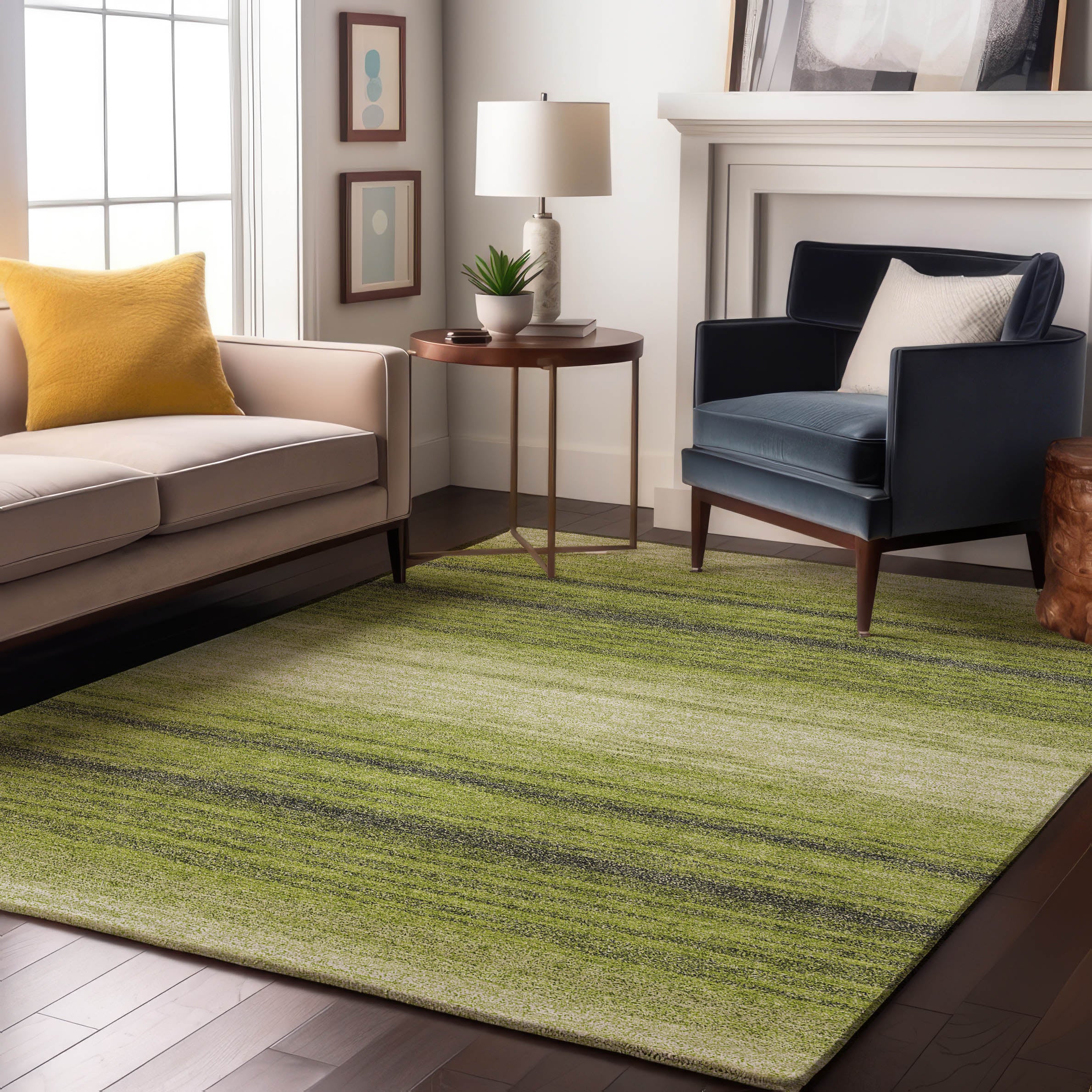 Tallinn Machine Washable Transitional Lime Green Rug 2'6" x 3'10" #shape_Rectangle